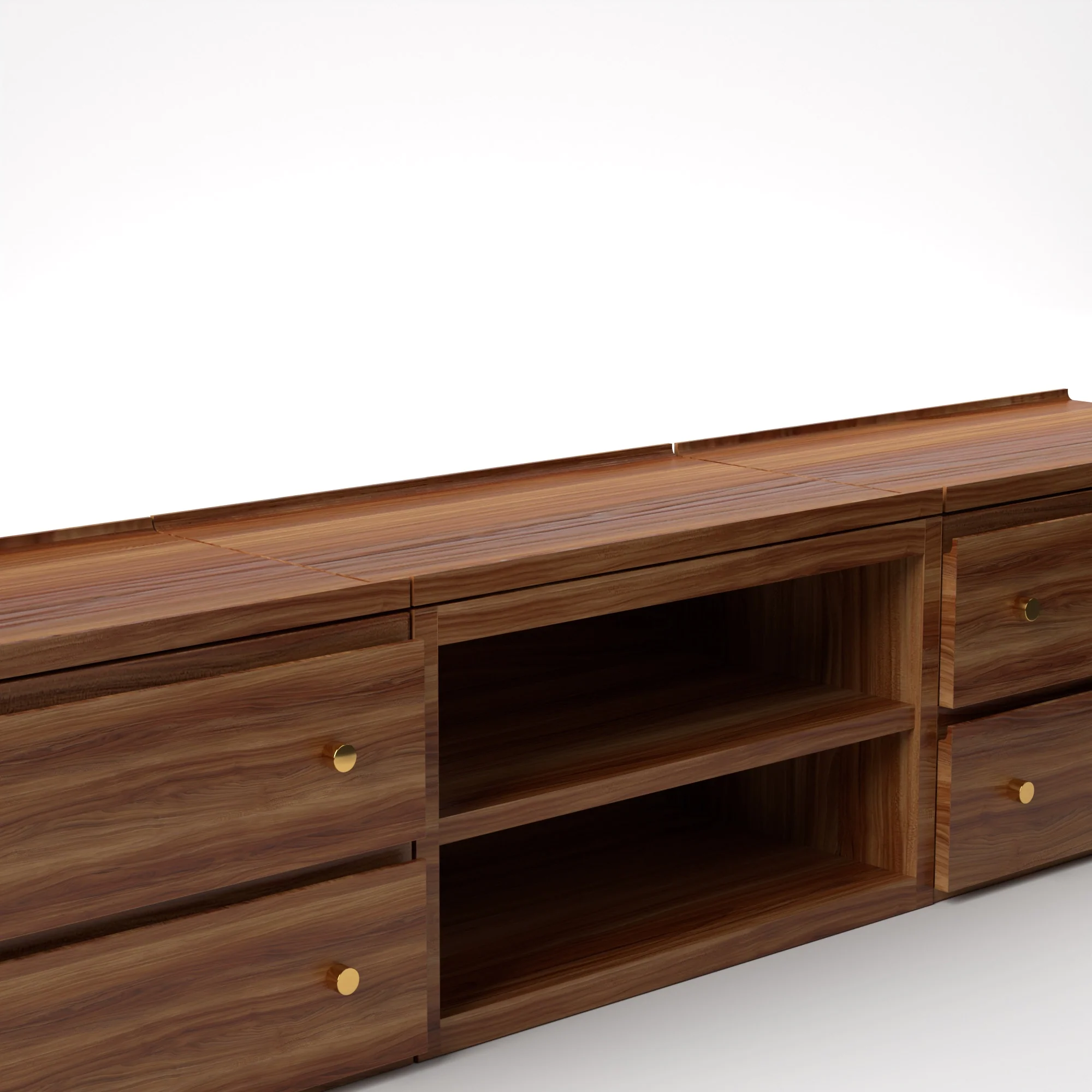 Stava Modular Credenza System | Solid Walnut/Teak/Oak Wood (2x3) | 8 Feet Length - Image 22