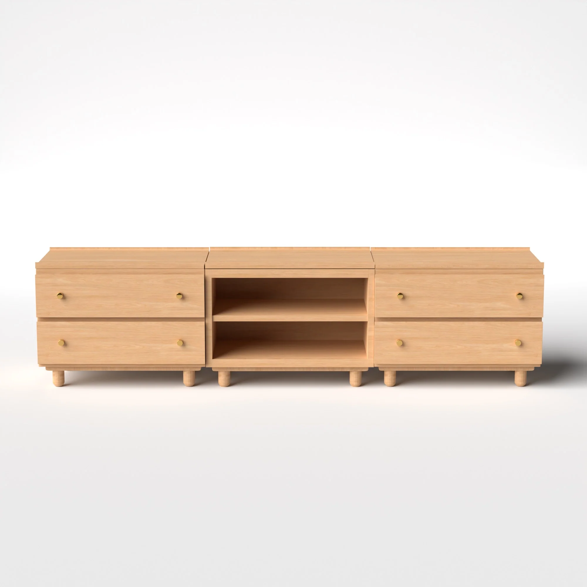 Stava Modular Credenza System | Solid Walnut/Teak/Oak Wood (2x3) | 8 Feet Length - Image 23
