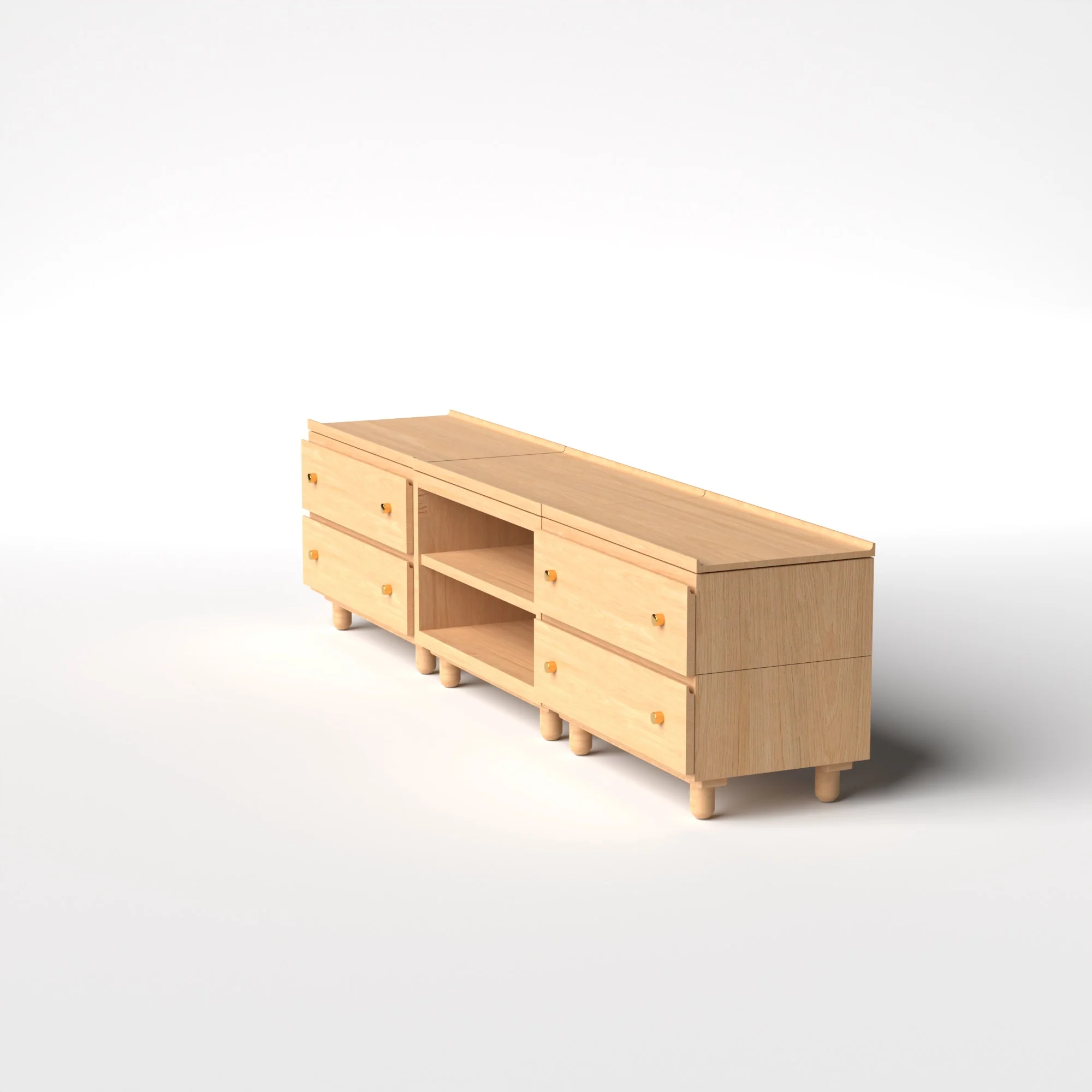 Stava Modular Credenza System | Solid Walnut/Teak/Oak Wood (2x3) | 8 Feet Length - Image 24