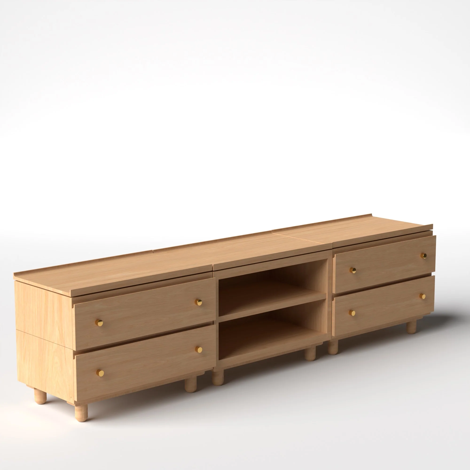 Stava Modular Credenza System | Solid Walnut/Teak/Oak Wood (2x3) | 8 Feet Length - Image 25