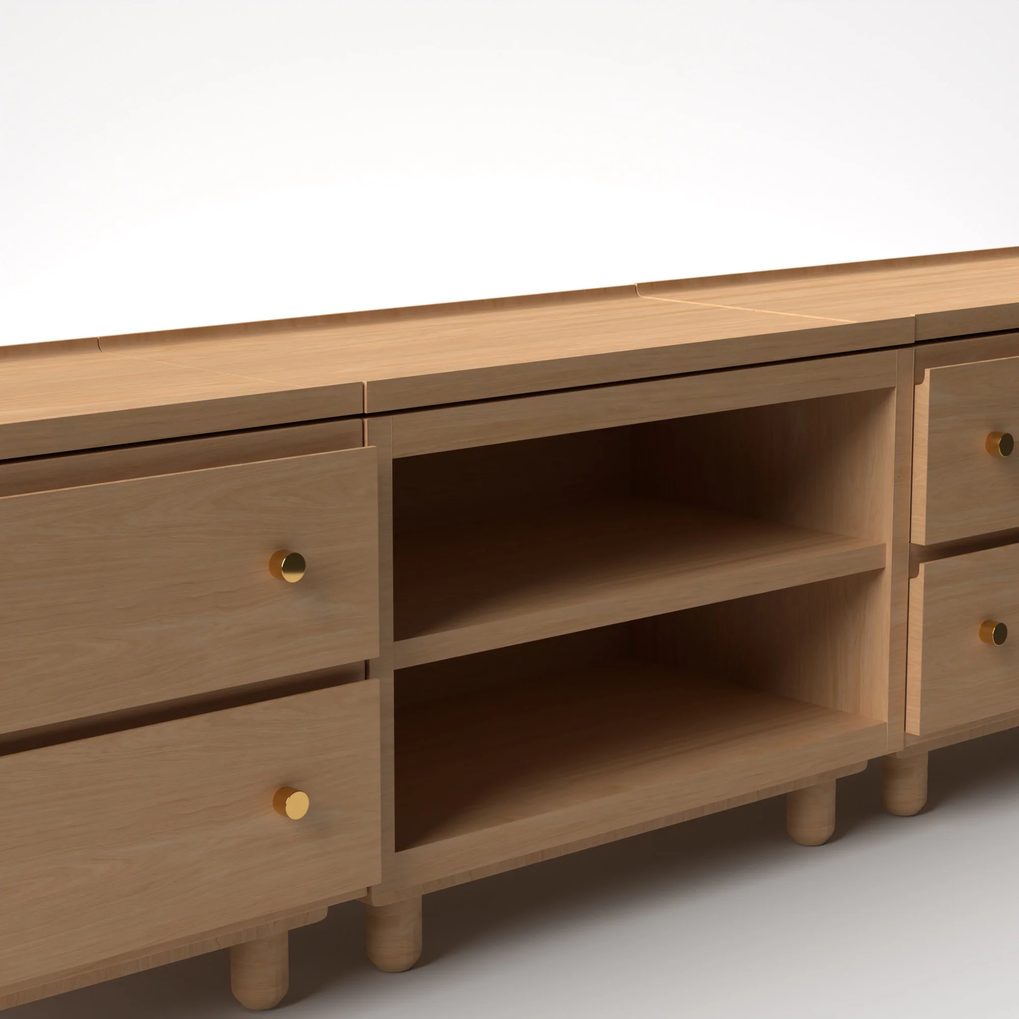 Stava Modular Credenza System | Solid Walnut/Teak/Oak Wood (2x3) | 8 Feet Length - Image 27
