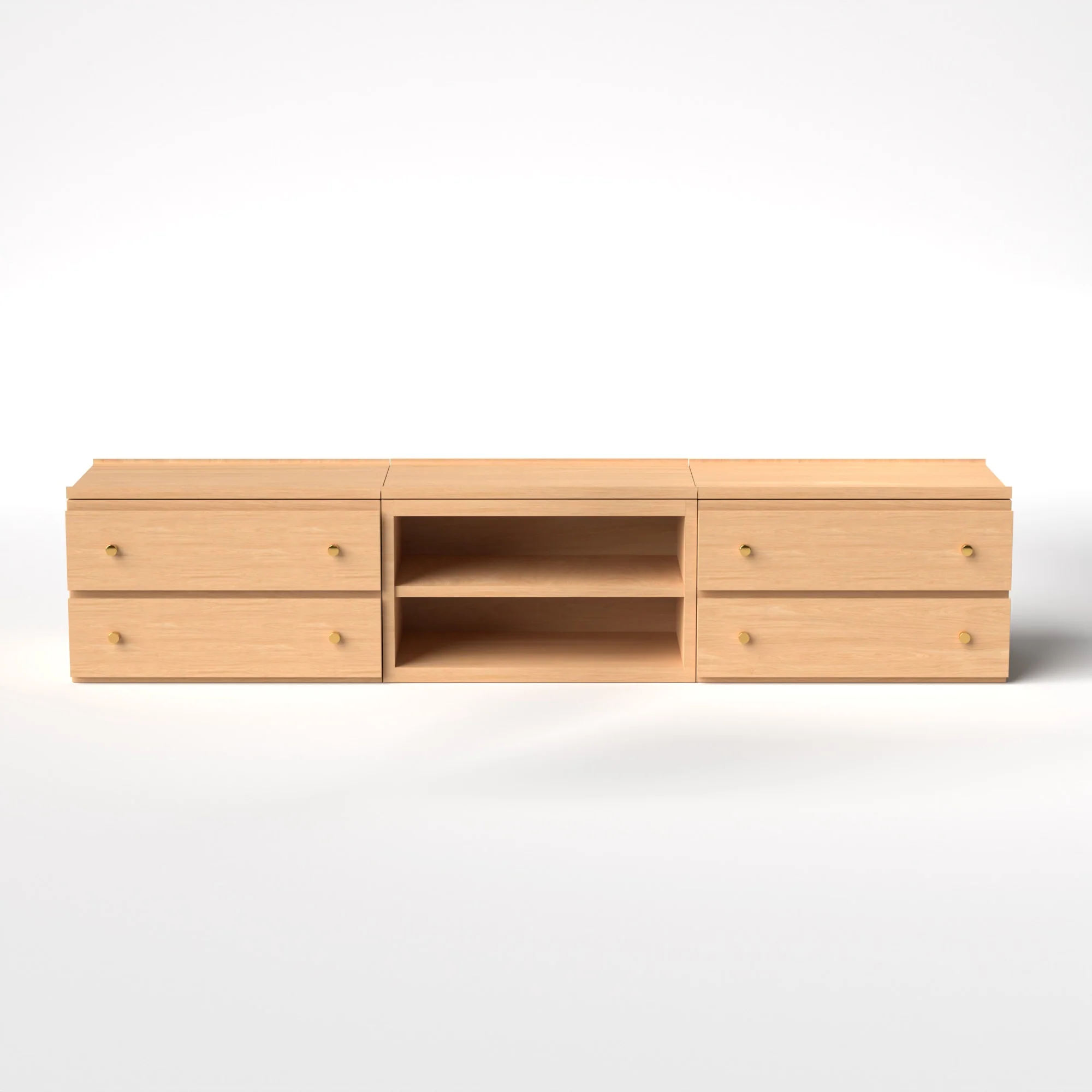 Stava Modular Credenza System | Solid Walnut/Teak/Oak Wood (2x3) | 8 Feet Length - Image 28
