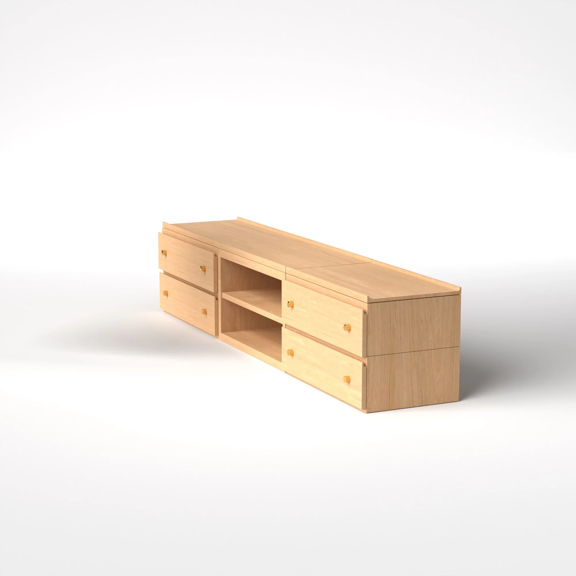 Stava Modular Credenza System | Solid Walnut/Teak/Oak Wood (2x3) | 8 Feet Length - Image 29