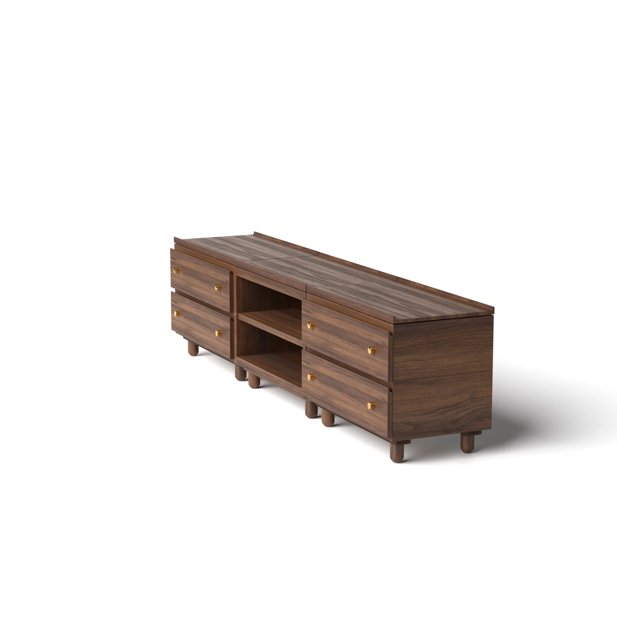 Stava Modular Credenza System | Solid Walnut/Teak/Oak Wood (2x3) | 8 Feet Length - Image 3