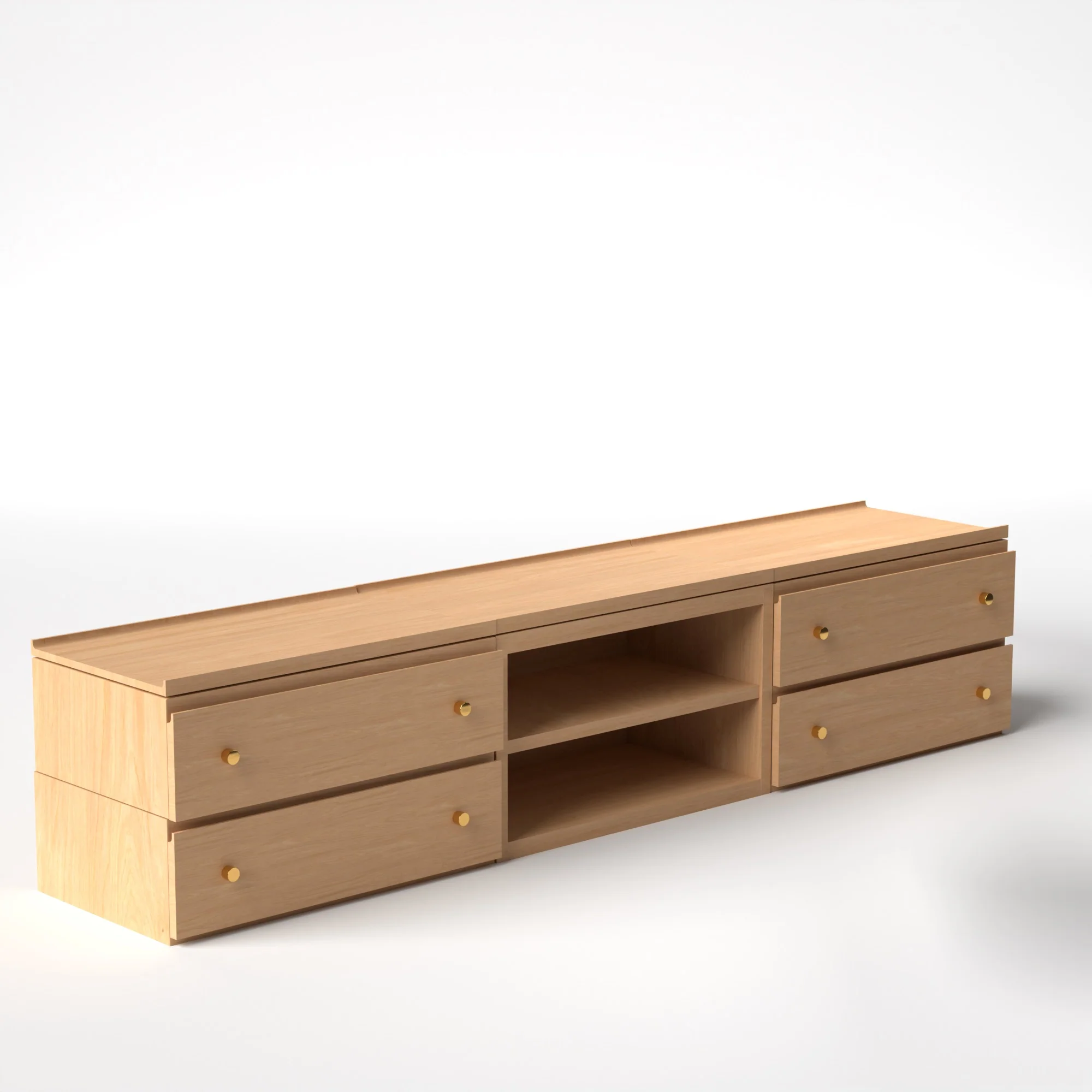 Stava Modular Credenza System | Solid Walnut/Teak/Oak Wood (2x3) | 8 Feet Length - Image 30
