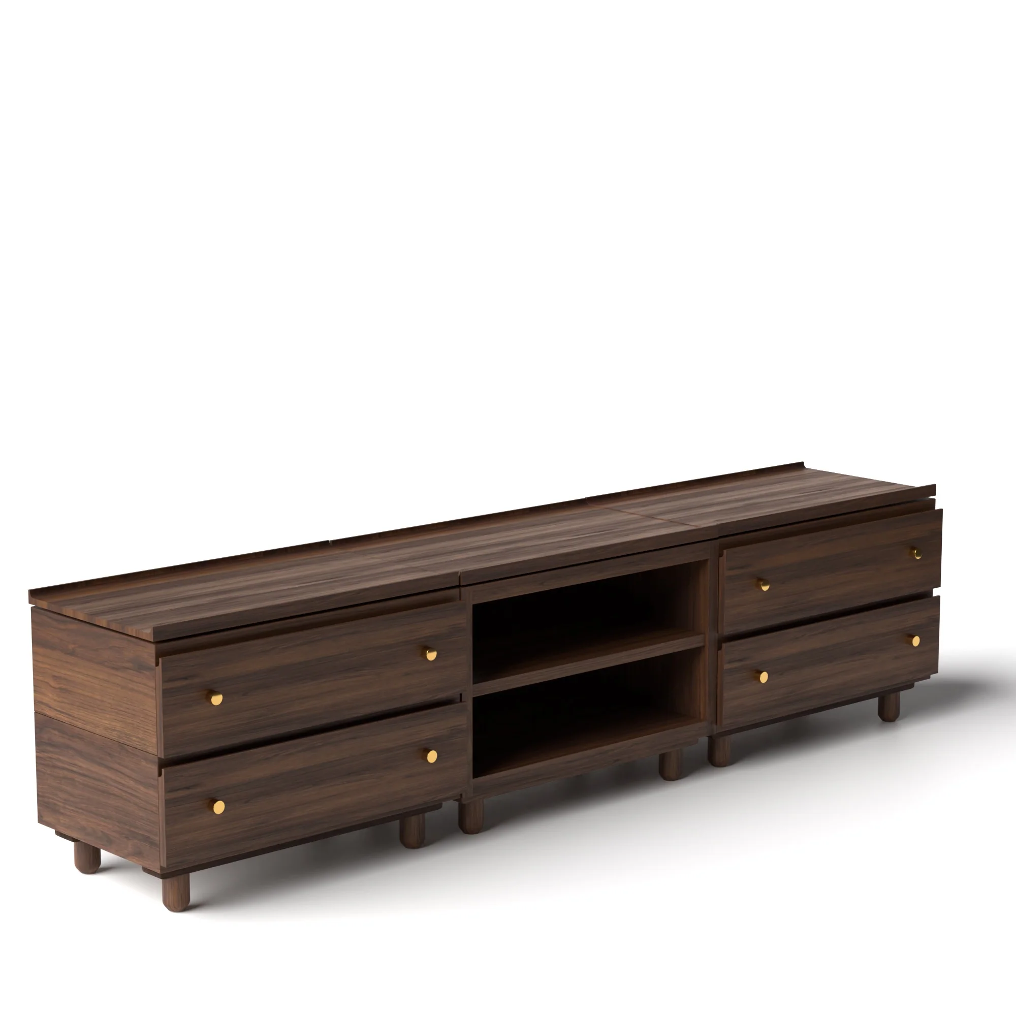 Stava Modular Credenza System | Solid Walnut/Teak/Oak Wood (2x3) | 8 Feet Length - Image 4