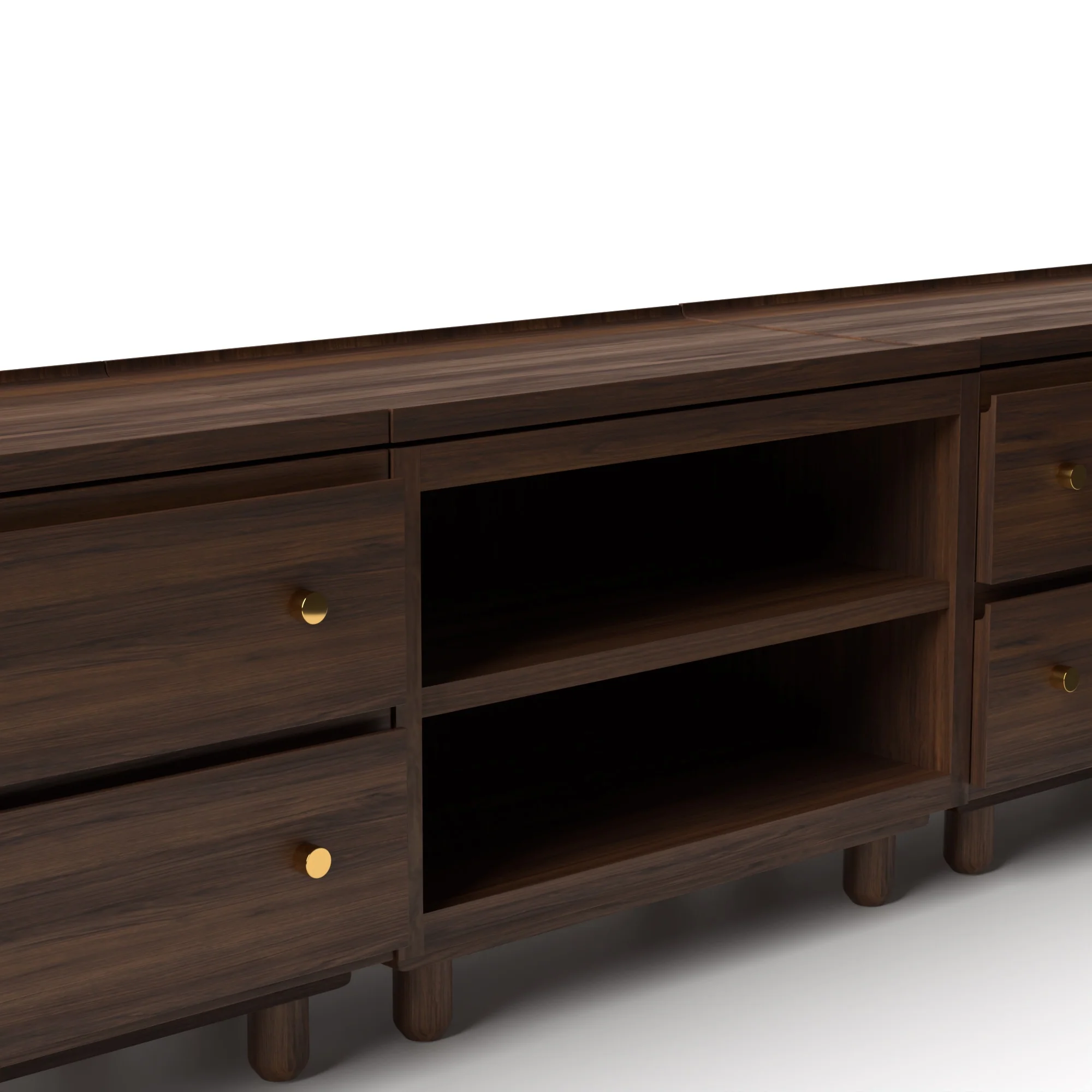 Stava Modular Credenza System | Solid Walnut/Teak/Oak Wood (2x3) | 8 Feet Length - Image 6