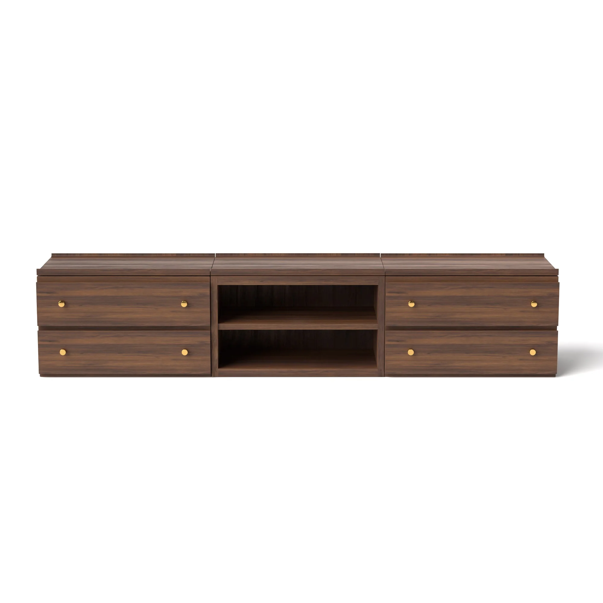 Stava Modular Credenza System | Solid Walnut/Teak/Oak Wood (2x3) | 8 Feet Length - Image 7
