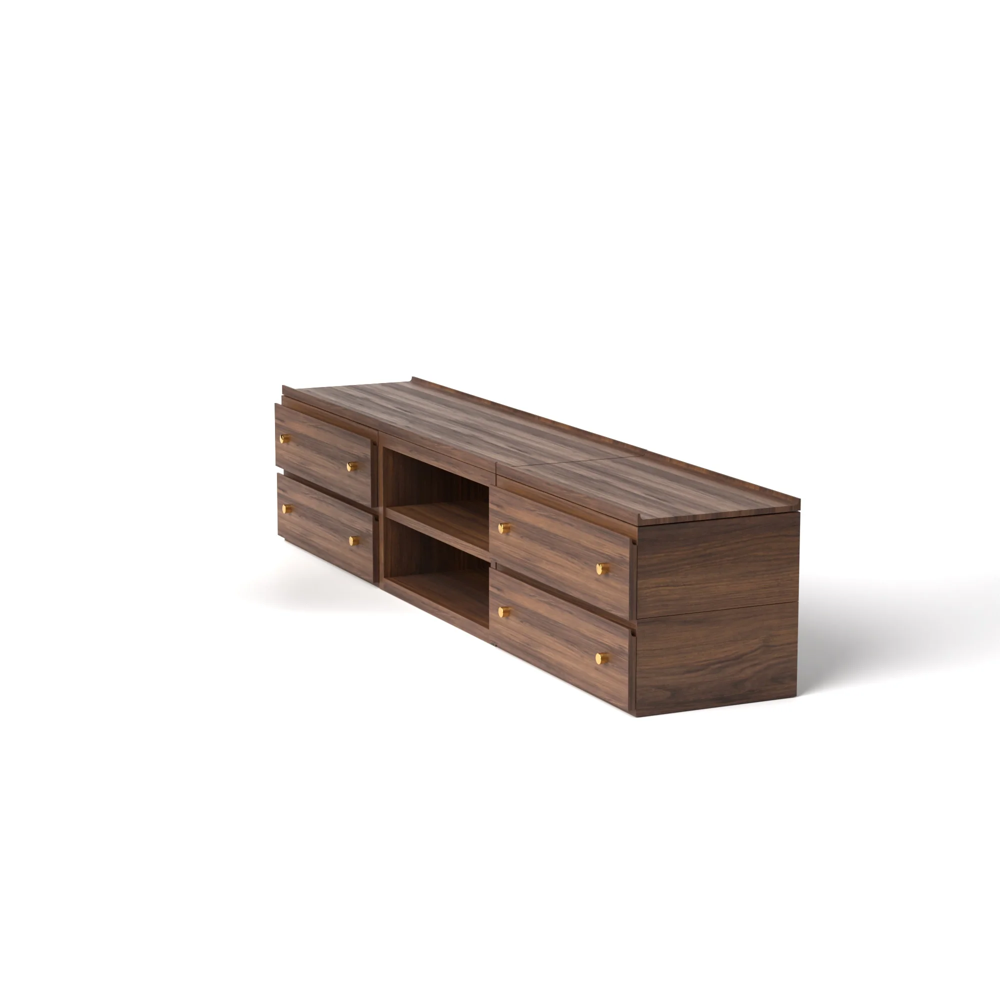 Stava Modular Credenza System | Solid Walnut/Teak/Oak Wood (2x3) | 8 Feet Length - Image 8