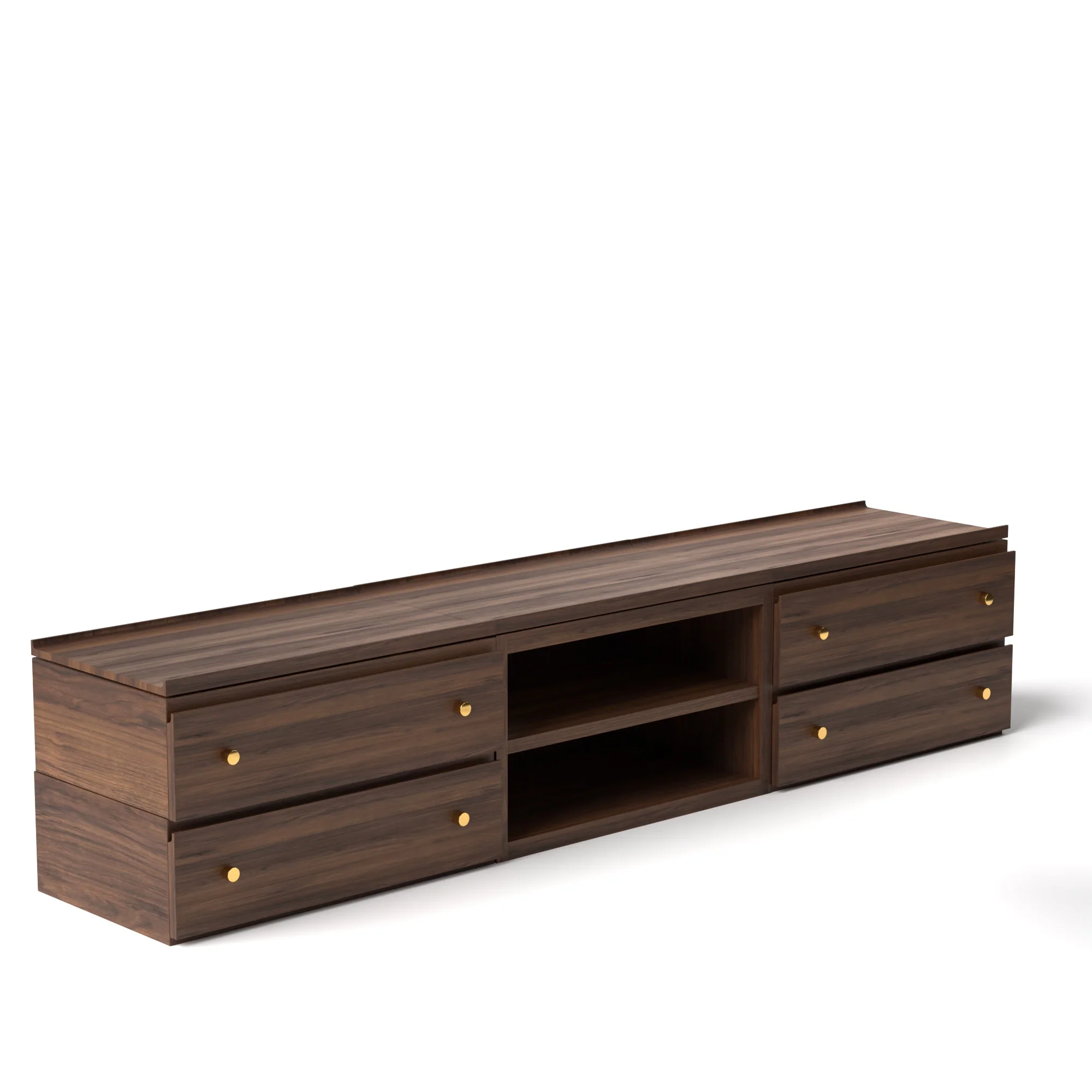 Stava Modular Credenza System | Solid Walnut/Teak/Oak Wood (2x3) | 8 Feet Length - Image 9