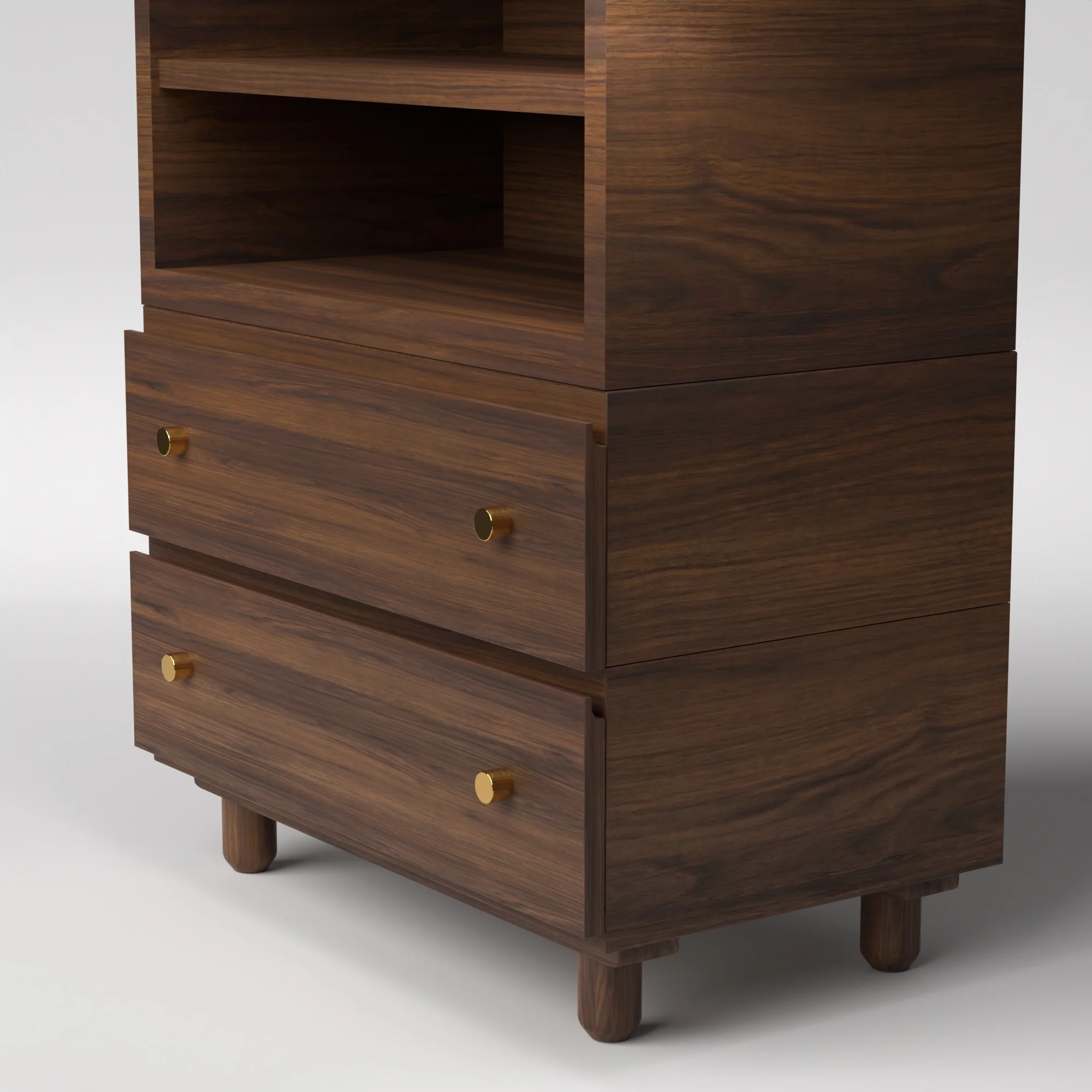Stava Modular Credenza System | Solid Walnut/Teak/Oak Wood (4x1) | 3 Feet Length - Image 6