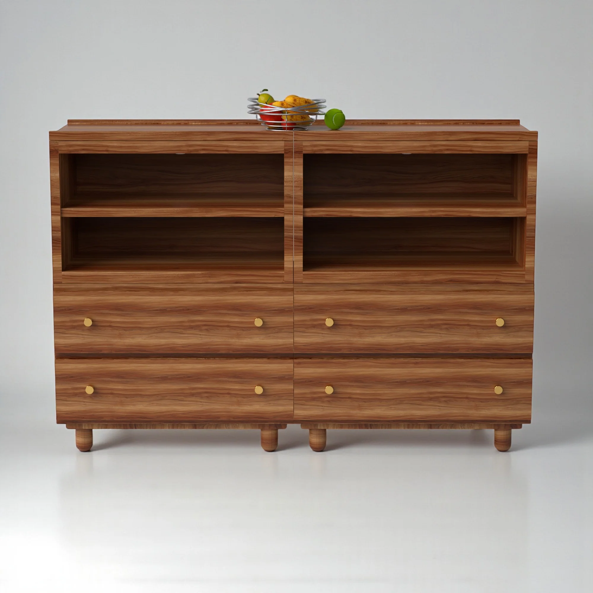 Stava Modular Credenza System | Solid Walnut/Teak/Oak Wood (4x2) | 5.5 Feet Length - Image 12