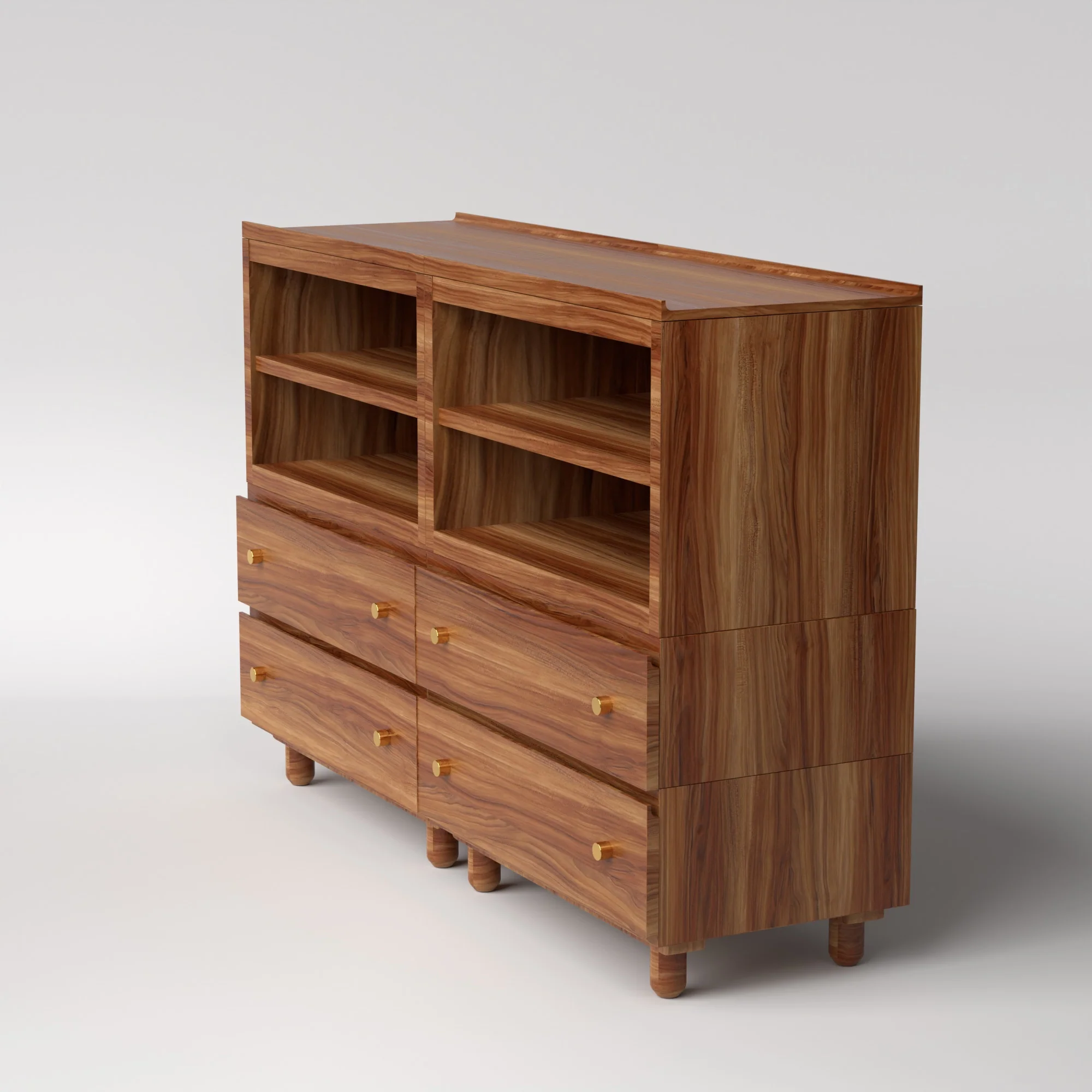 Stava Modular Credenza System | Solid Walnut/Teak/Oak Wood (4x2) | 5.5 Feet Length - Image 13