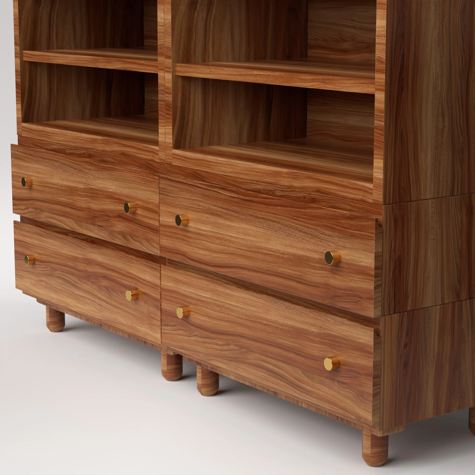 Stava Modular Credenza System | Solid Walnut/Teak/Oak Wood (4x2) | 5.5 Feet Length - Image 14