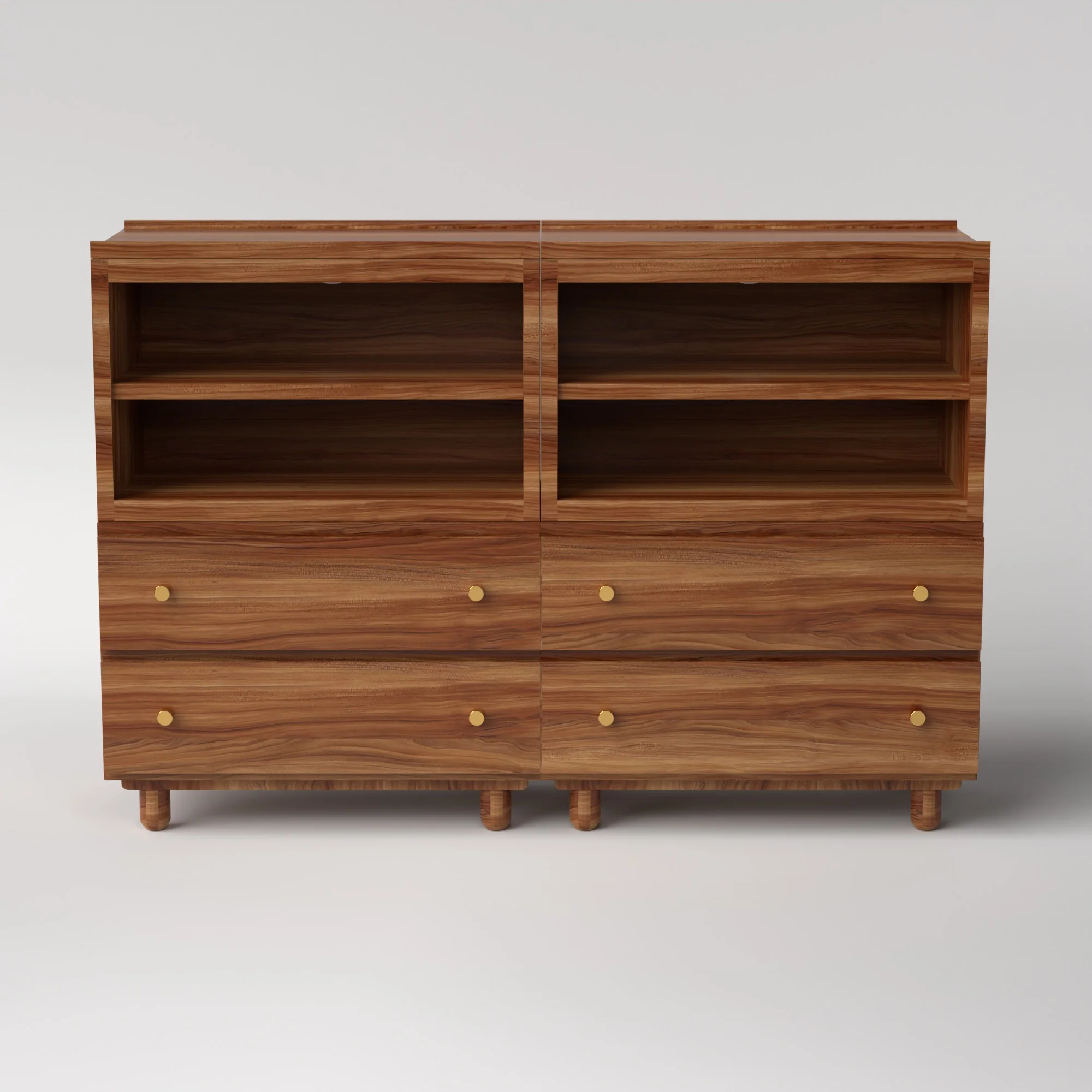 Stava Modular Credenza System | Solid Walnut/Teak/Oak Wood (4x2) | 5.5 Feet Length - Image 15