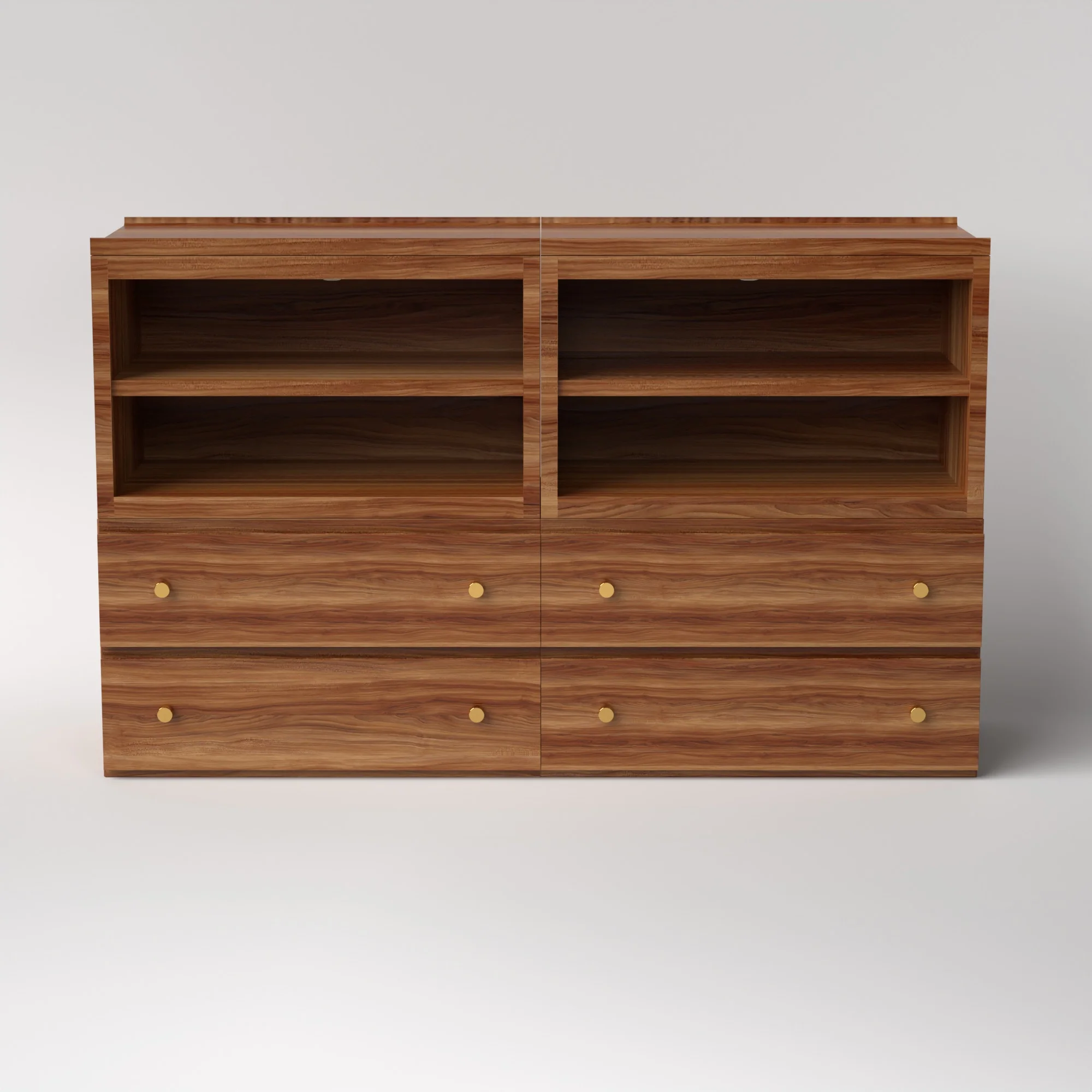 Stava Modular Credenza System | Solid Walnut/Teak/Oak Wood (4x2) | 5.5 Feet Length - Image 18