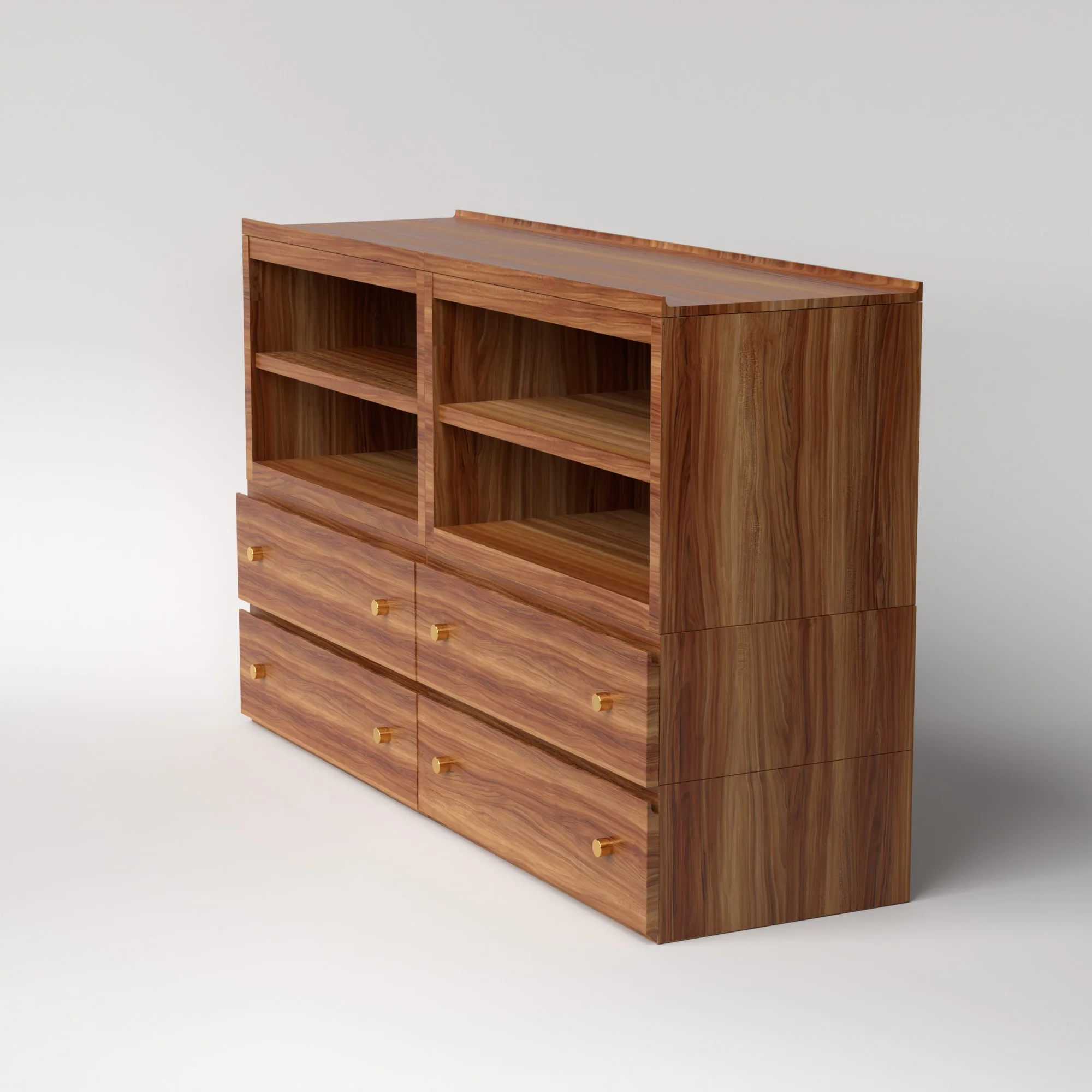 Stava Modular Credenza System | Solid Walnut/Teak/Oak Wood (4x2) | 5.5 Feet Length - Image 19