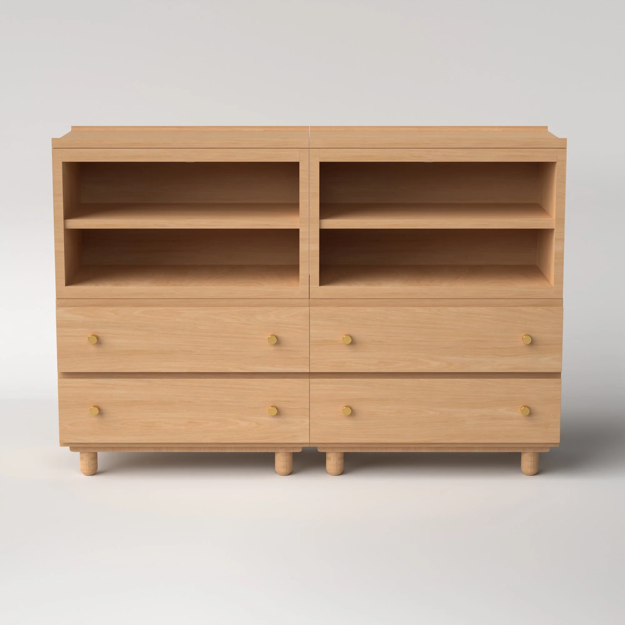 Stava Modular Credenza System | Solid Walnut/Teak/Oak Wood (4x2) | 5.5 Feet Length - Image 23