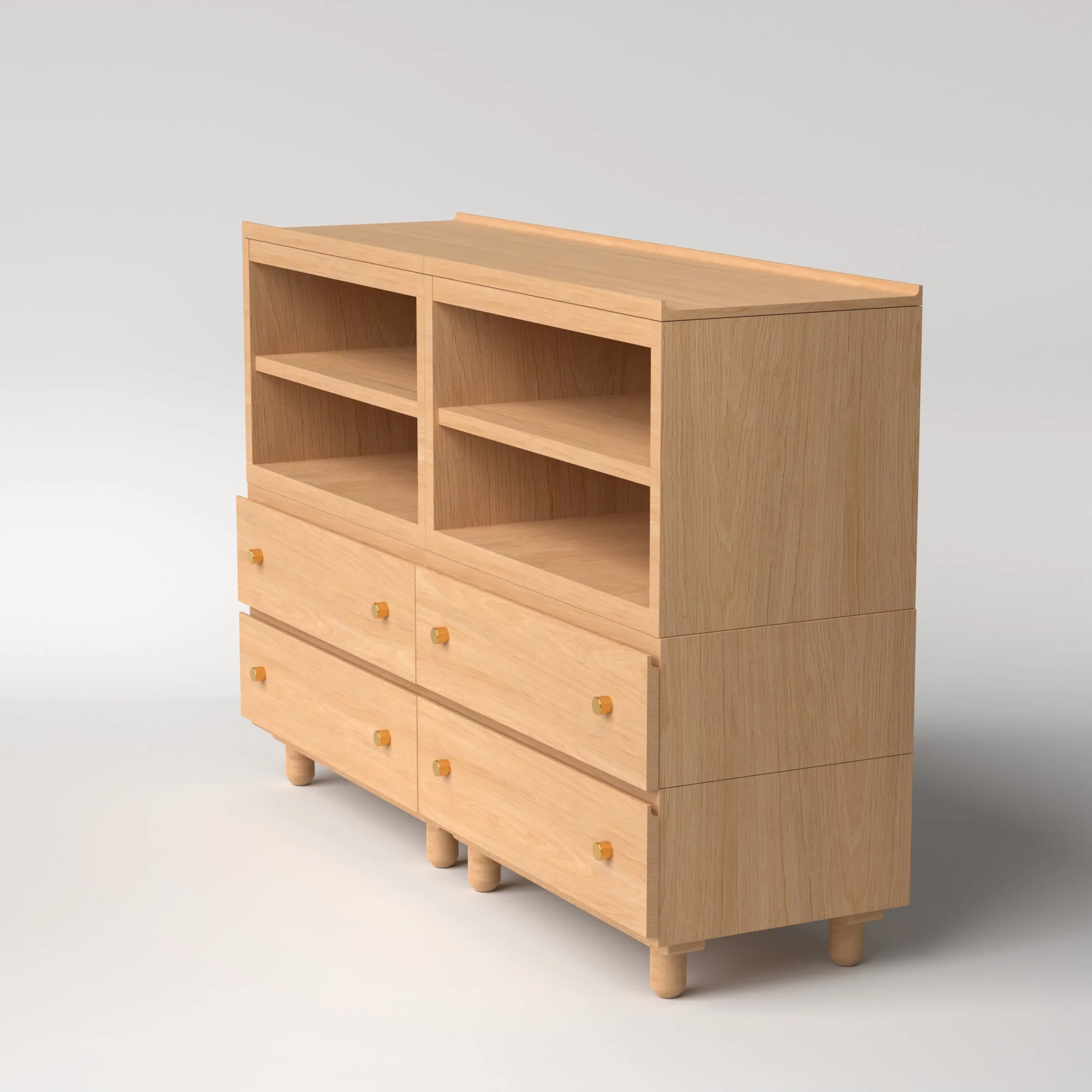 Stava Modular Credenza System | Solid Walnut/Teak/Oak Wood (4x2) | 5.5 Feet Length - Image 24