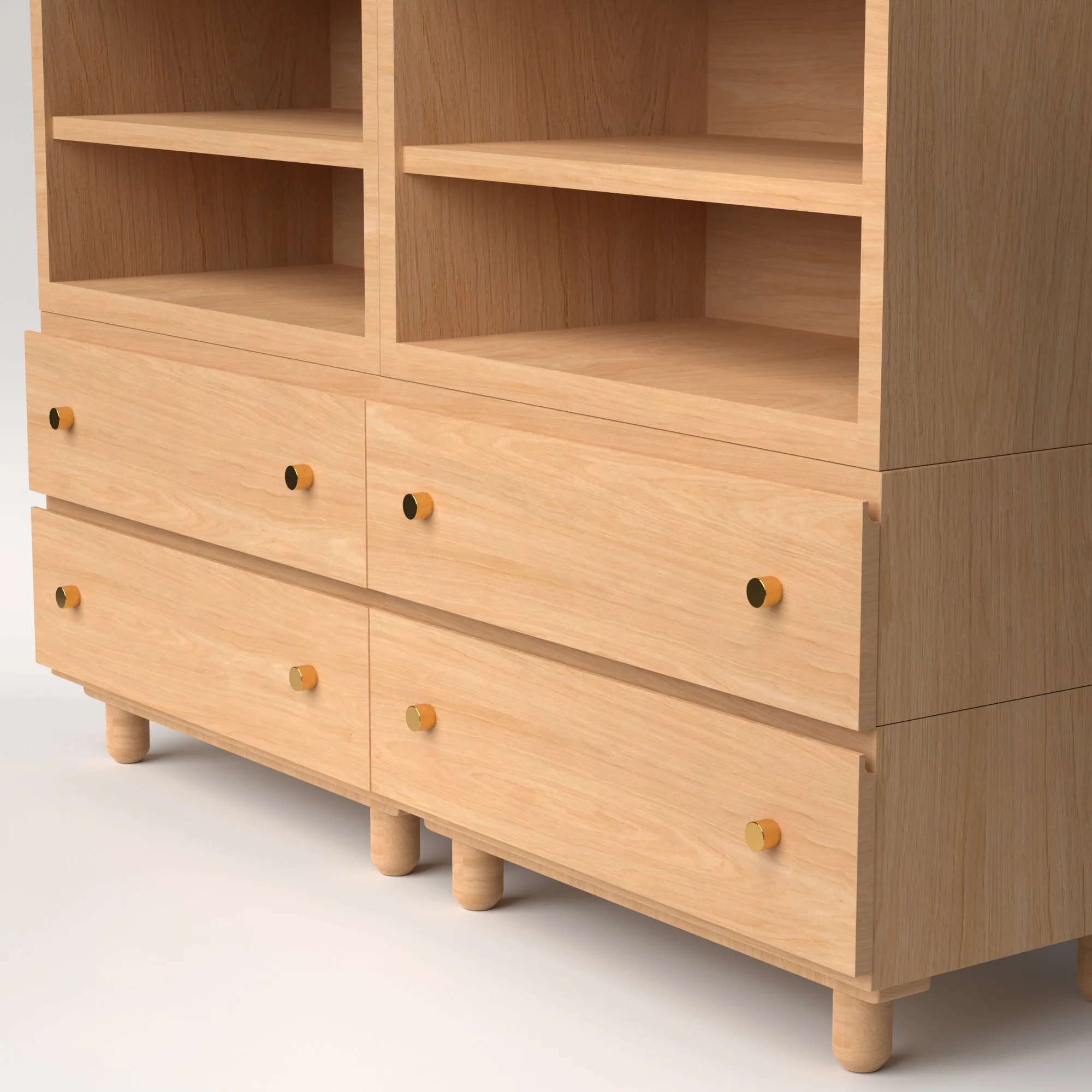 Stava Modular Credenza System | Solid Walnut/Teak/Oak Wood (4x2) | 5.5 Feet Length - Image 25