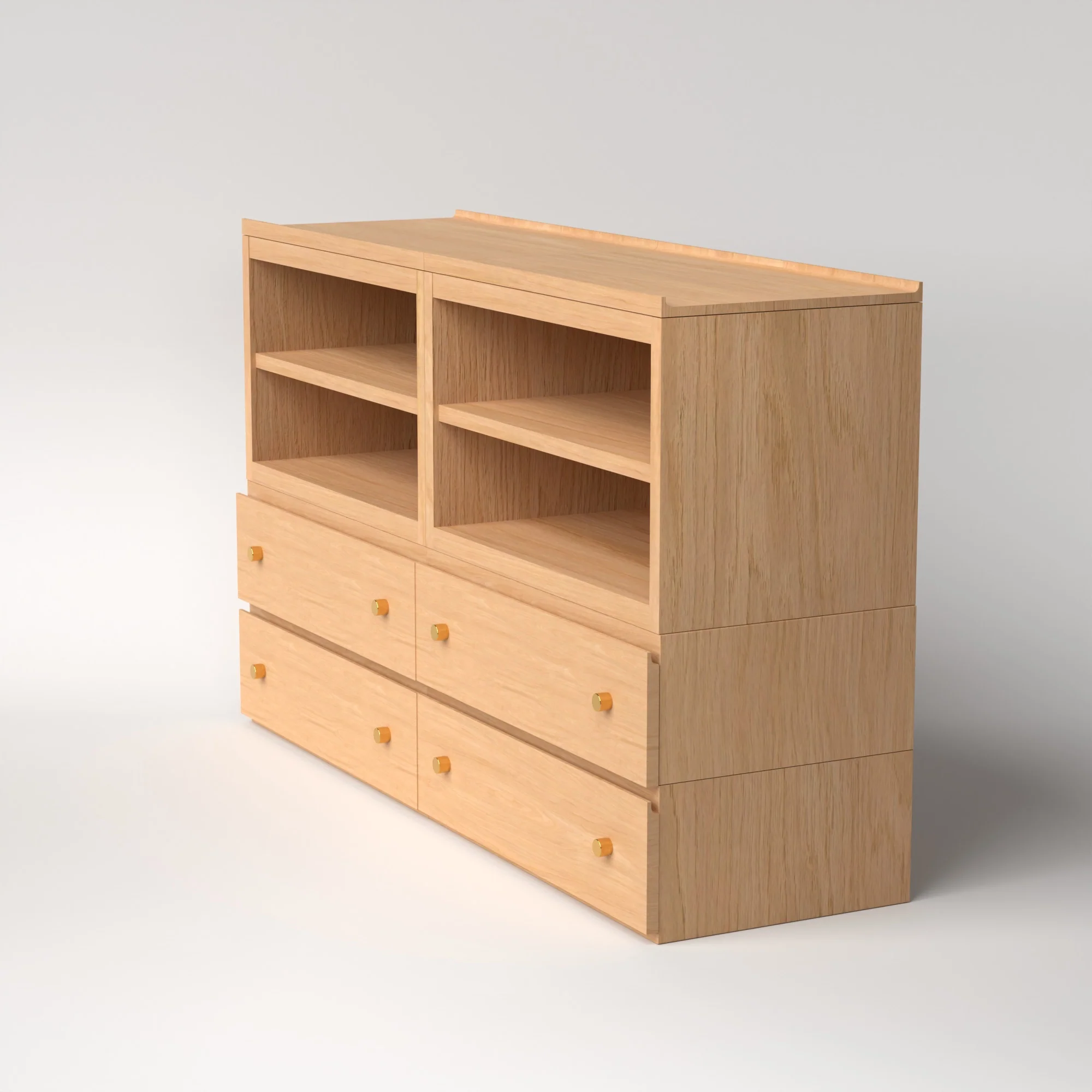 Stava Modular Credenza System | Solid Walnut/Teak/Oak Wood (4x2) | 5.5 Feet Length - Image 29