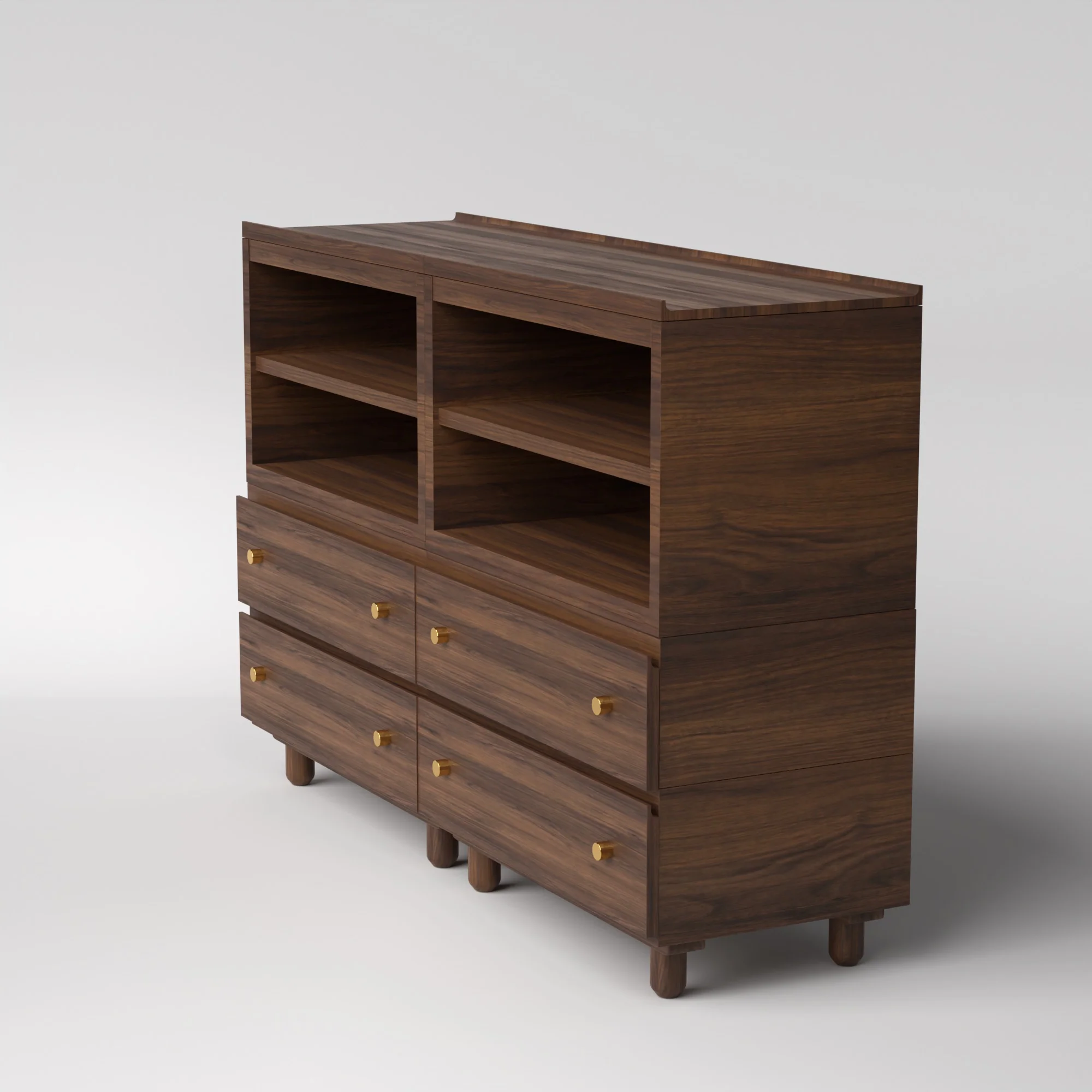 Stava Modular Credenza System | Solid Walnut/Teak/Oak Wood (4x2) | 5.5 Feet Length - Image 3
