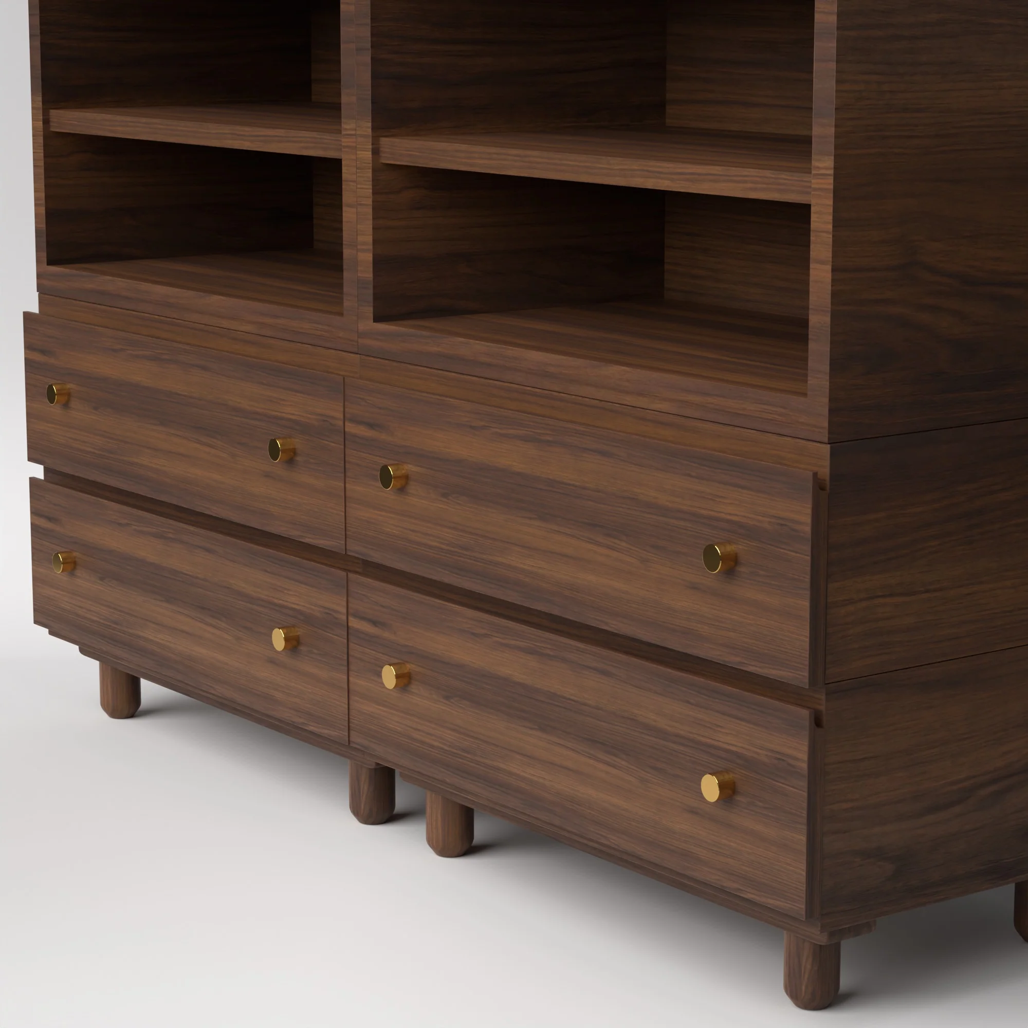 Stava Modular Credenza System | Solid Walnut/Teak/Oak Wood (4x2) | 5.5 Feet Length - Image 6