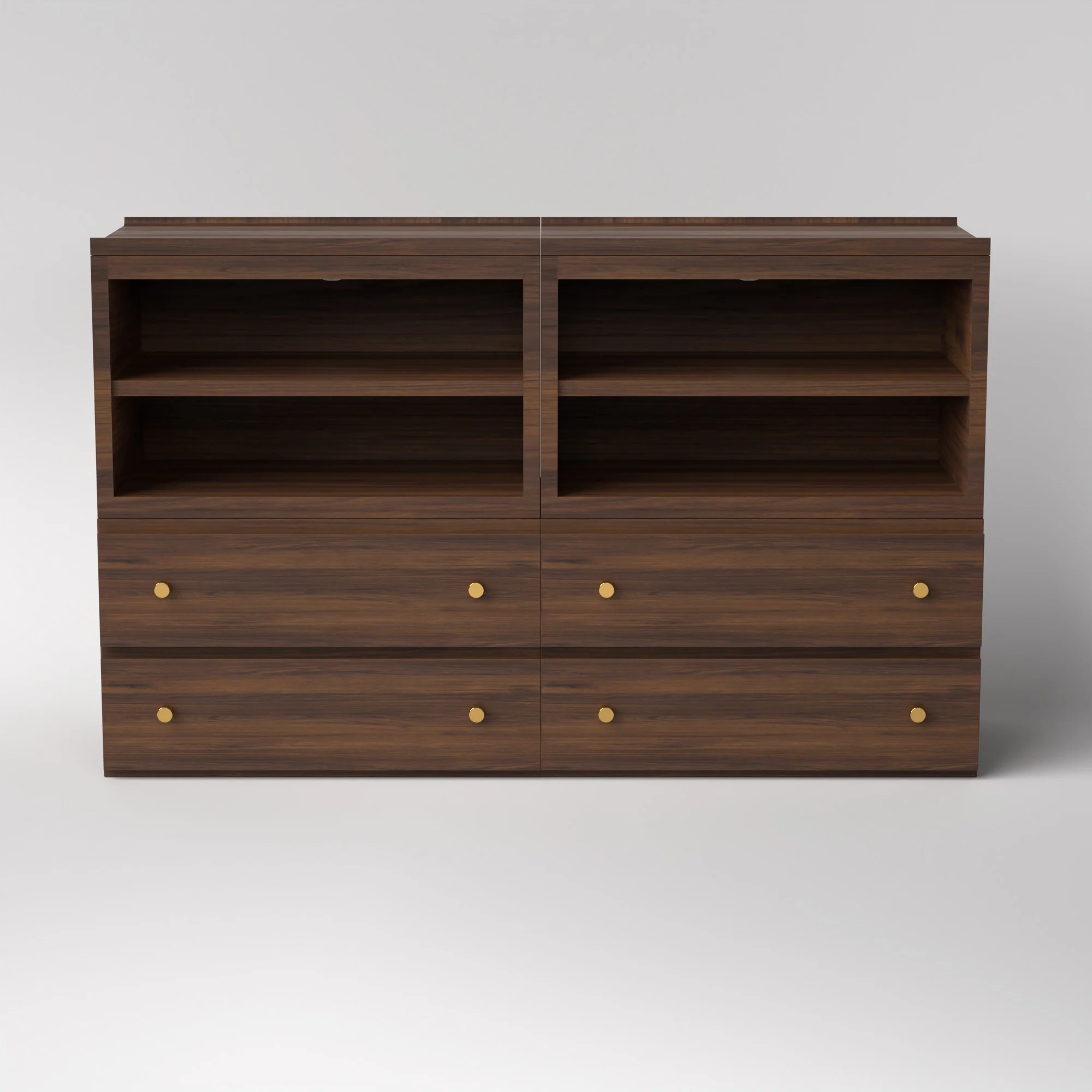 Stava Modular Credenza System | Solid Walnut/Teak/Oak Wood (4x2) | 5.5 Feet Length - Image 7