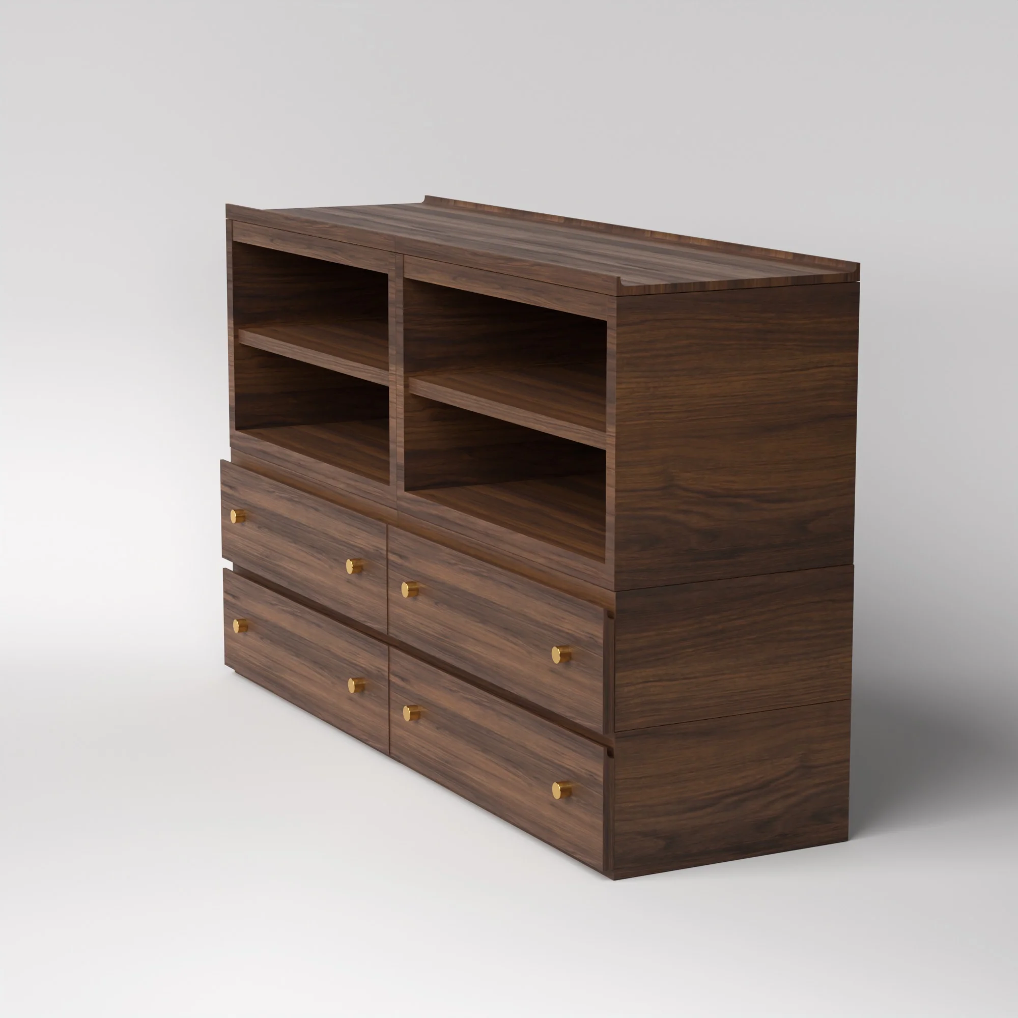 Stava Modular Credenza System | Solid Walnut/Teak/Oak Wood (4x2) | 5.5 Feet Length - Image 8