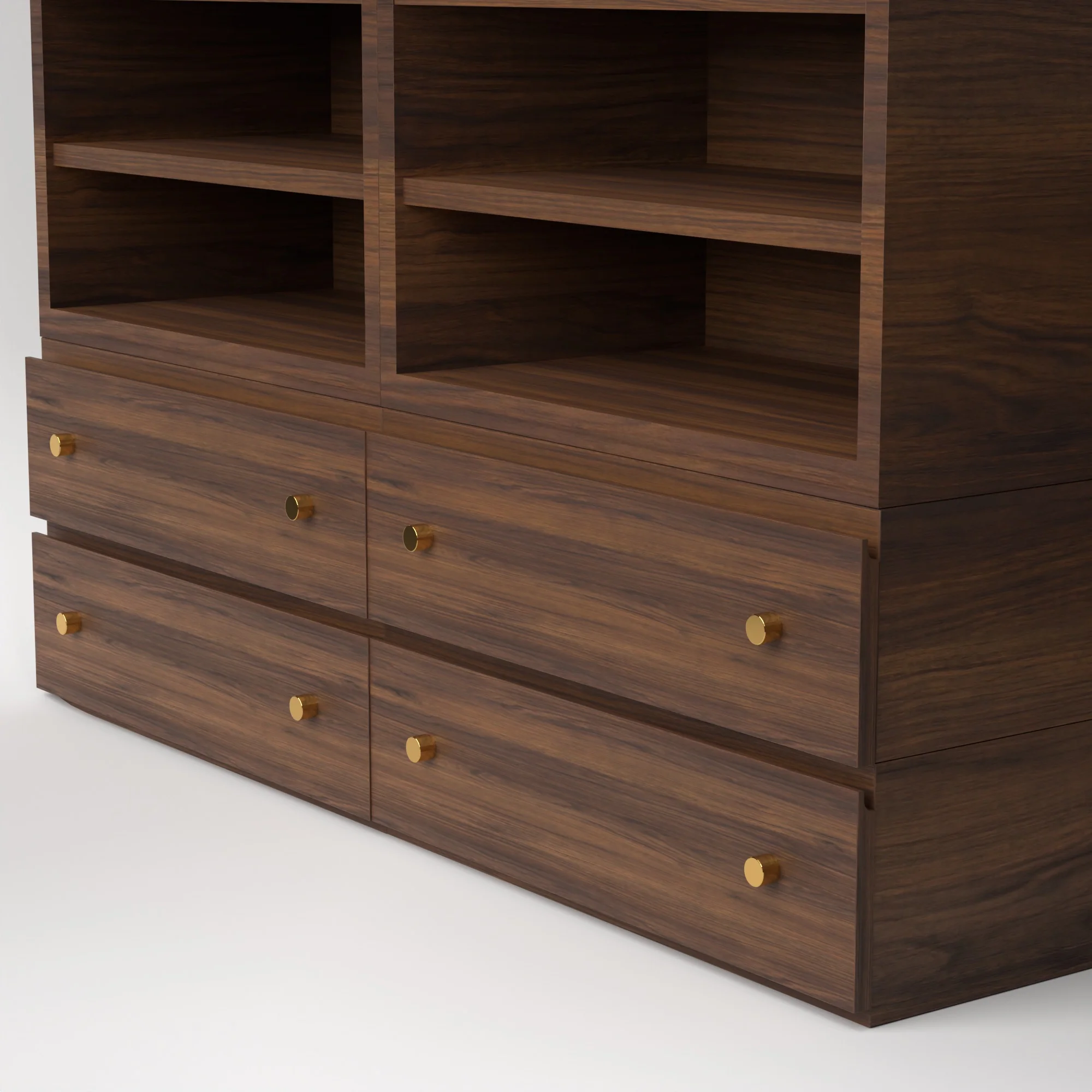 Stava Modular Credenza System | Solid Walnut/Teak/Oak Wood (4x2) | 5.5 Feet Length - Image 9
