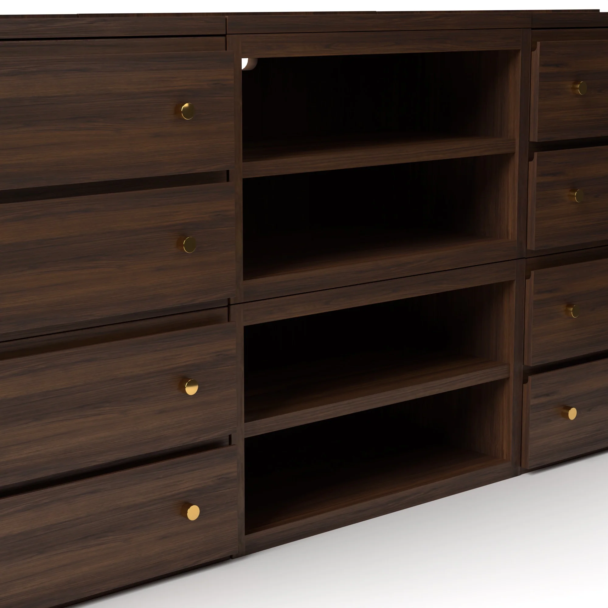 Stava Modular Credenza System | Solid Walnut/Teak/Oak Wood (4x3) | 8 Feet Length - Image 11