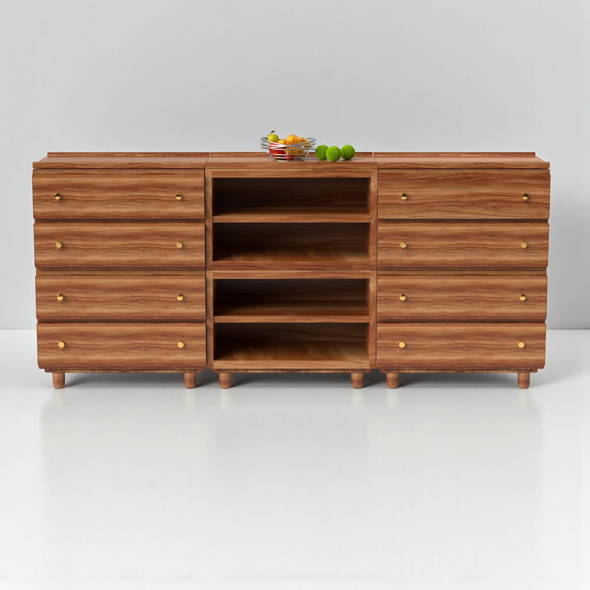 Stava Modular Credenza System | Solid Walnut/Teak/Oak Wood (4x3) | 8 Feet Length - Image 12