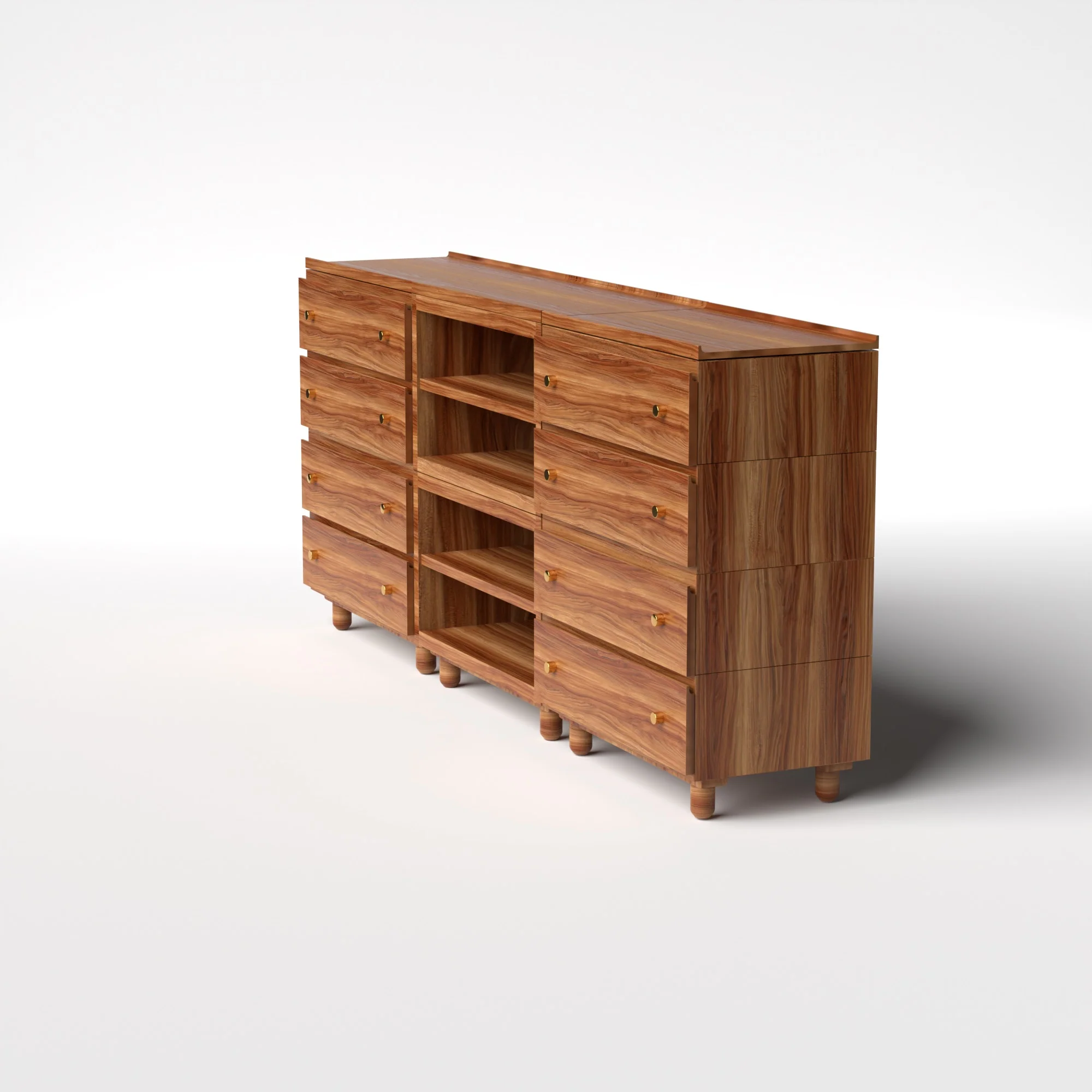 Stava Modular Credenza System | Solid Walnut/Teak/Oak Wood (4x3) | 8 Feet Length - Image 13