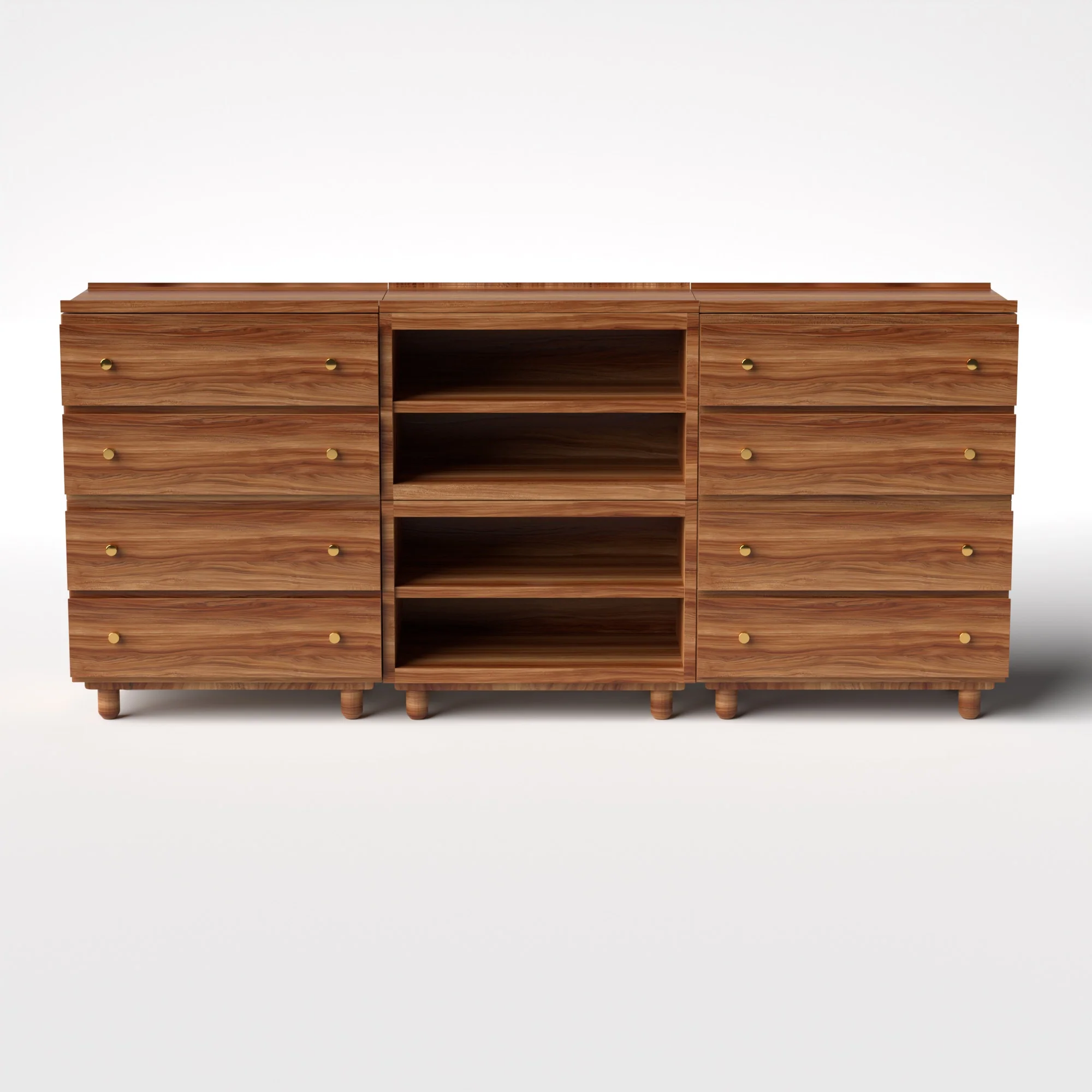 Stava Modular Credenza System | Solid Walnut/Teak/Oak Wood (4x3) | 8 Feet Length - Image 14