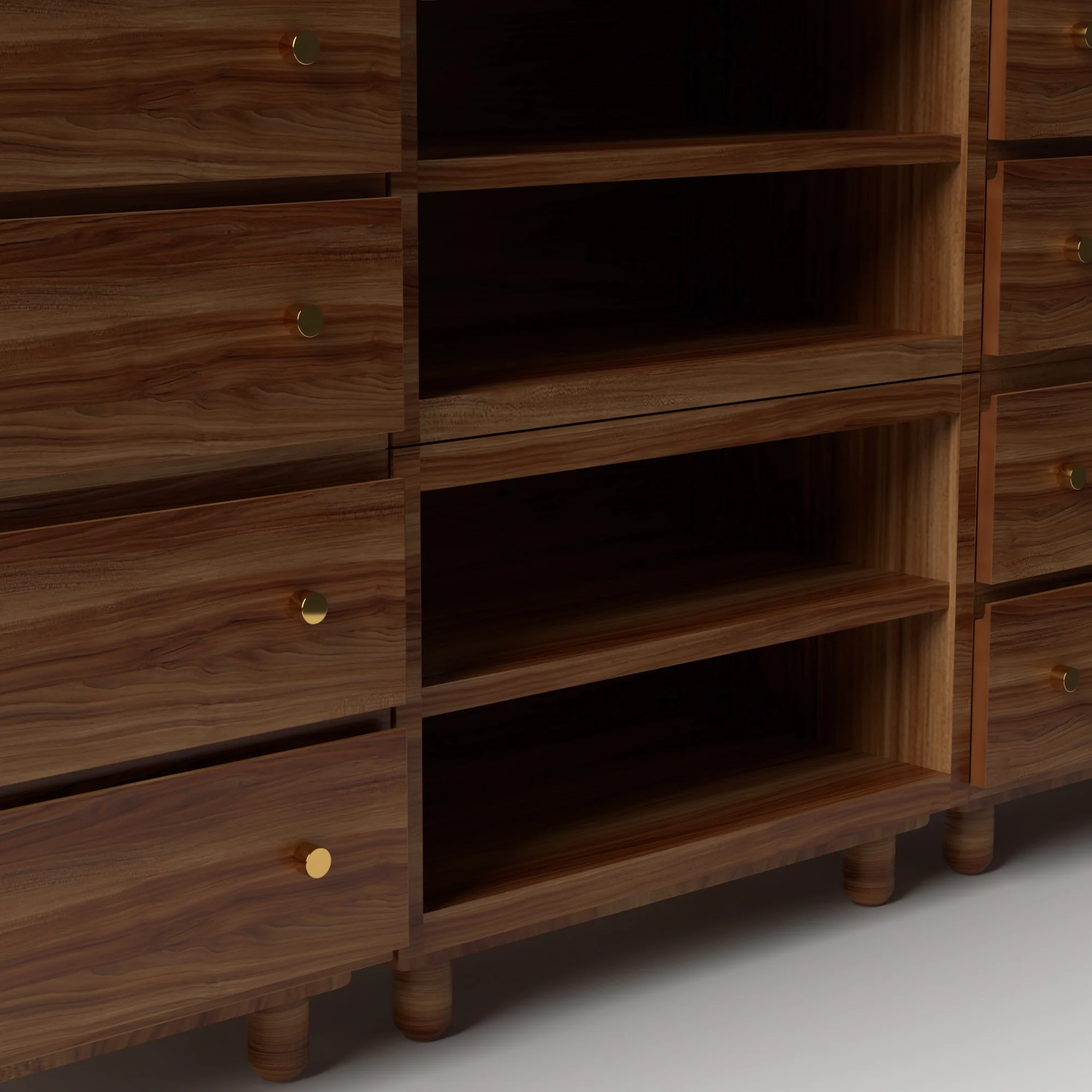 Stava Modular Credenza System | Solid Walnut/Teak/Oak Wood (4x3) | 8 Feet Length - Image 17