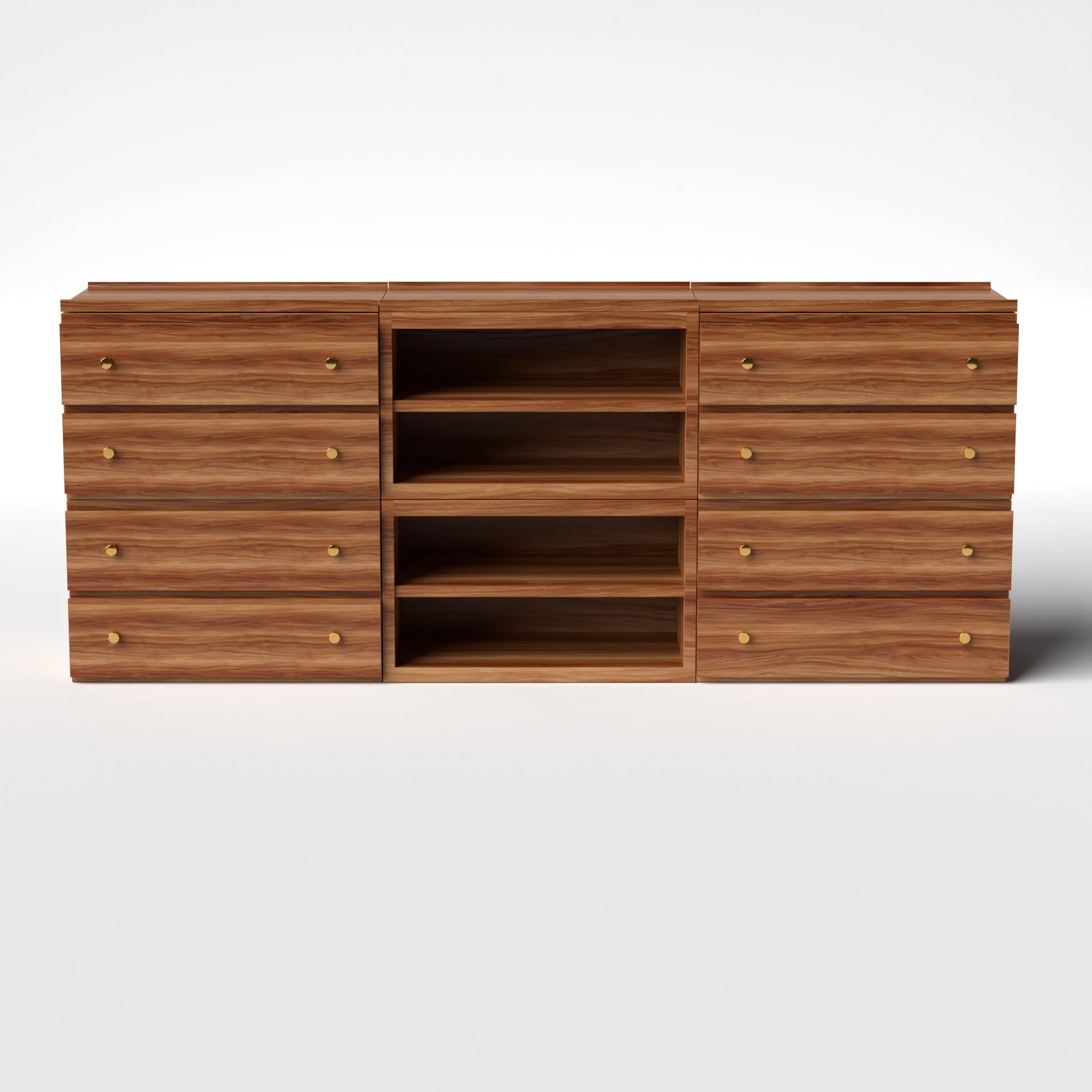 Stava Modular Credenza System | Solid Walnut/Teak/Oak Wood (4x3) | 8 Feet Length - Image 18