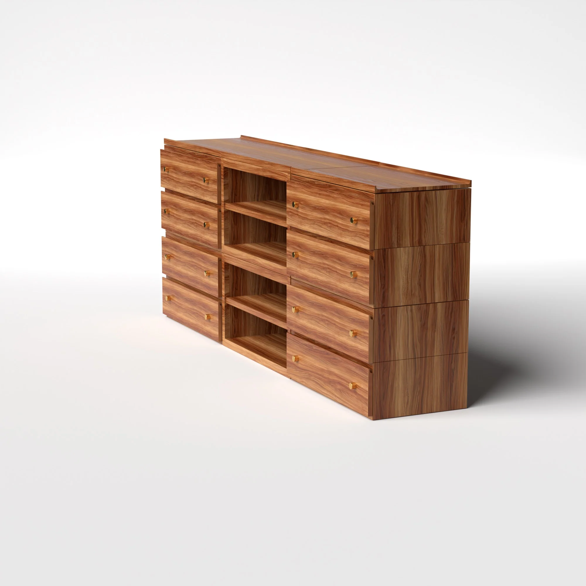 Stava Modular Credenza System | Solid Walnut/Teak/Oak Wood (4x3) | 8 Feet Length - Image 19