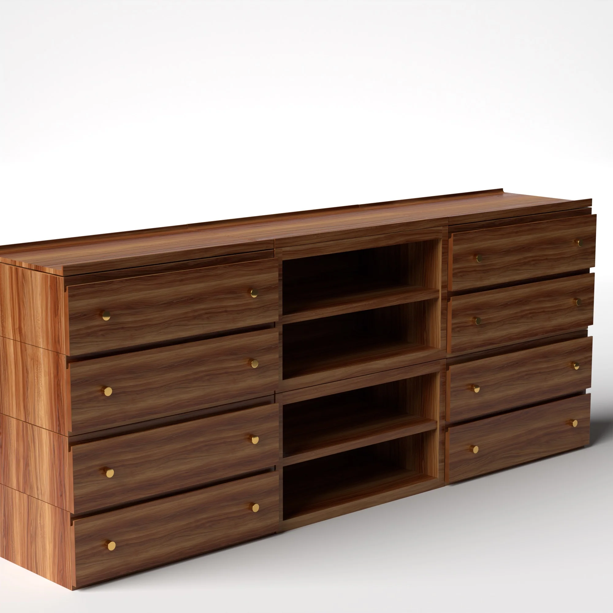 Stava Modular Credenza System | Solid Walnut/Teak/Oak Wood (4x3) | 8 Feet Length - Image 20