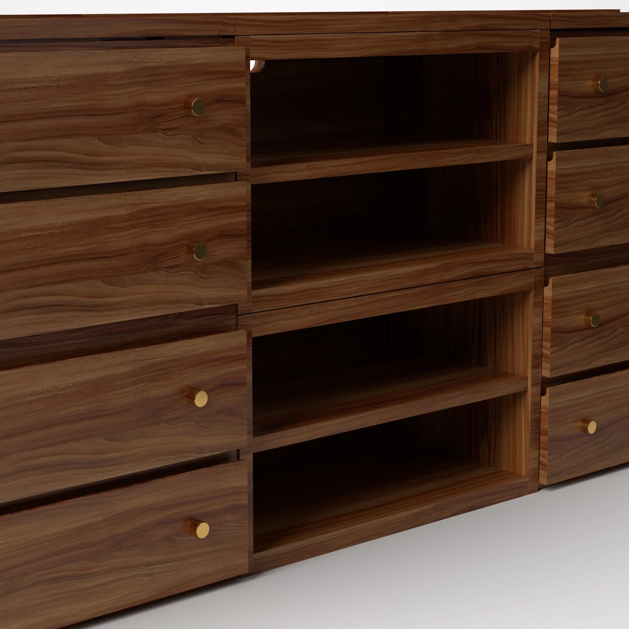 Stava Modular Credenza System | Solid Walnut/Teak/Oak Wood (4x3) | 8 Feet Length - Image 22
