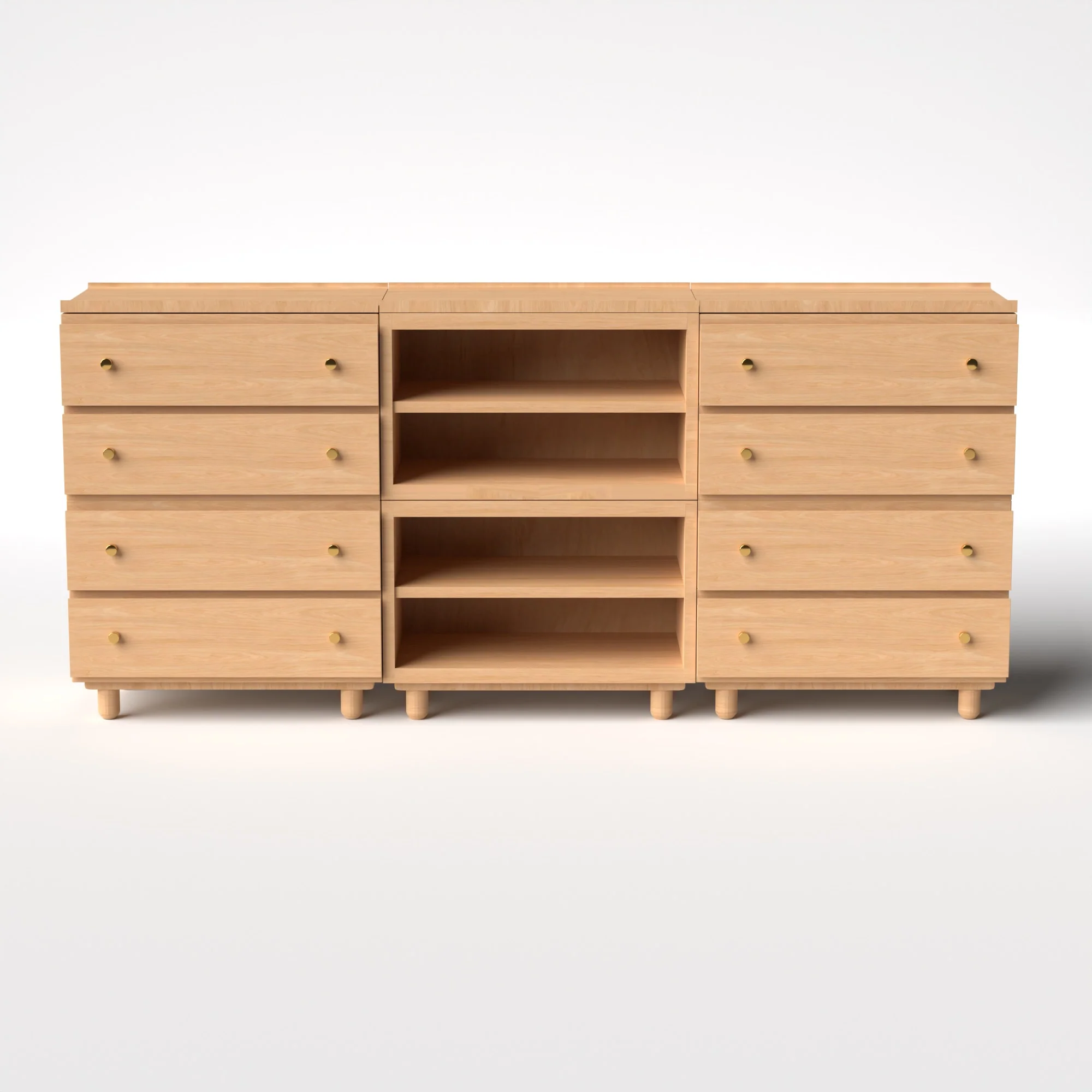 Stava Modular Credenza System | Solid Walnut/Teak/Oak Wood (4x3) | 8 Feet Length - Image 23