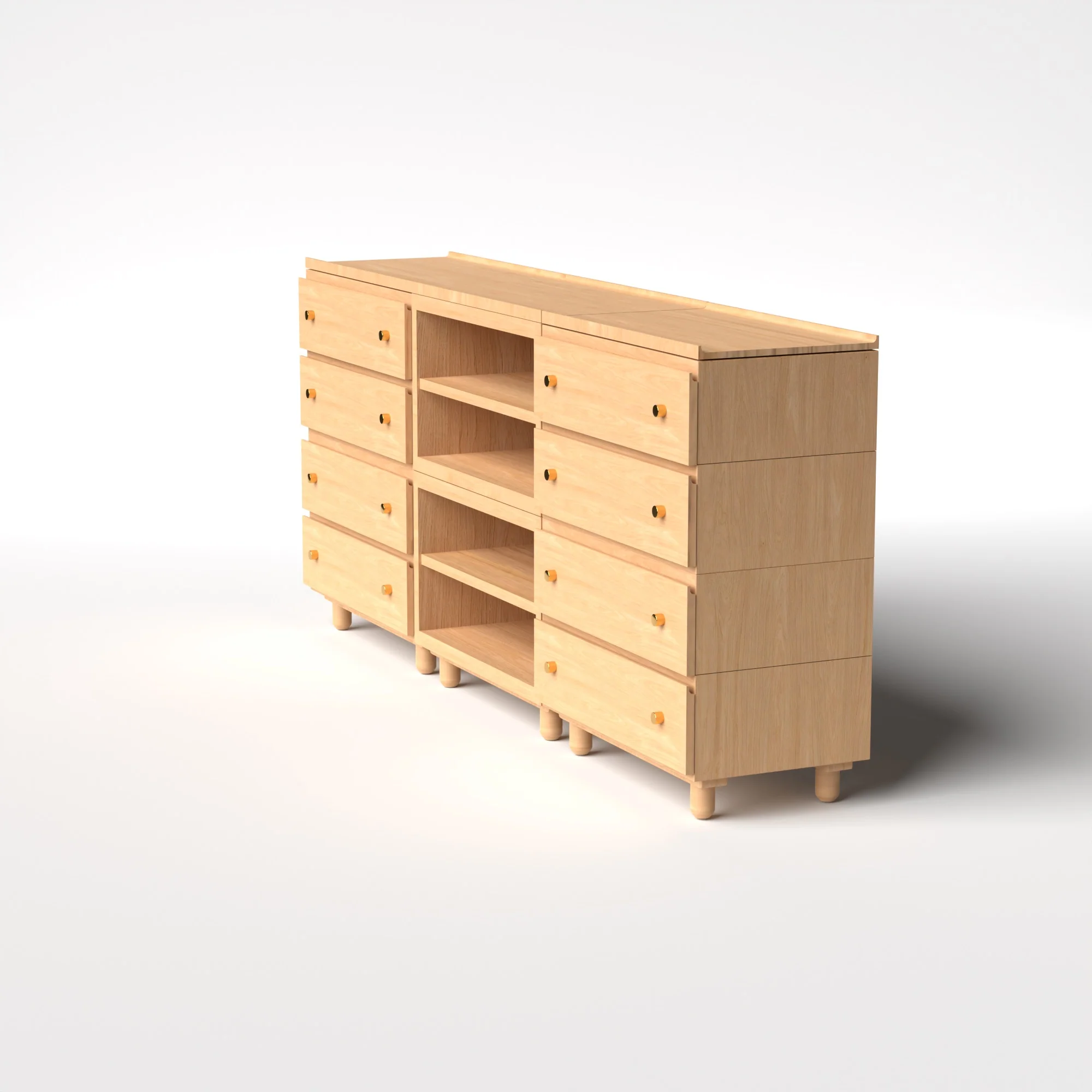 Stava Modular Credenza System | Solid Walnut/Teak/Oak Wood (4x3) | 8 Feet Length - Image 24