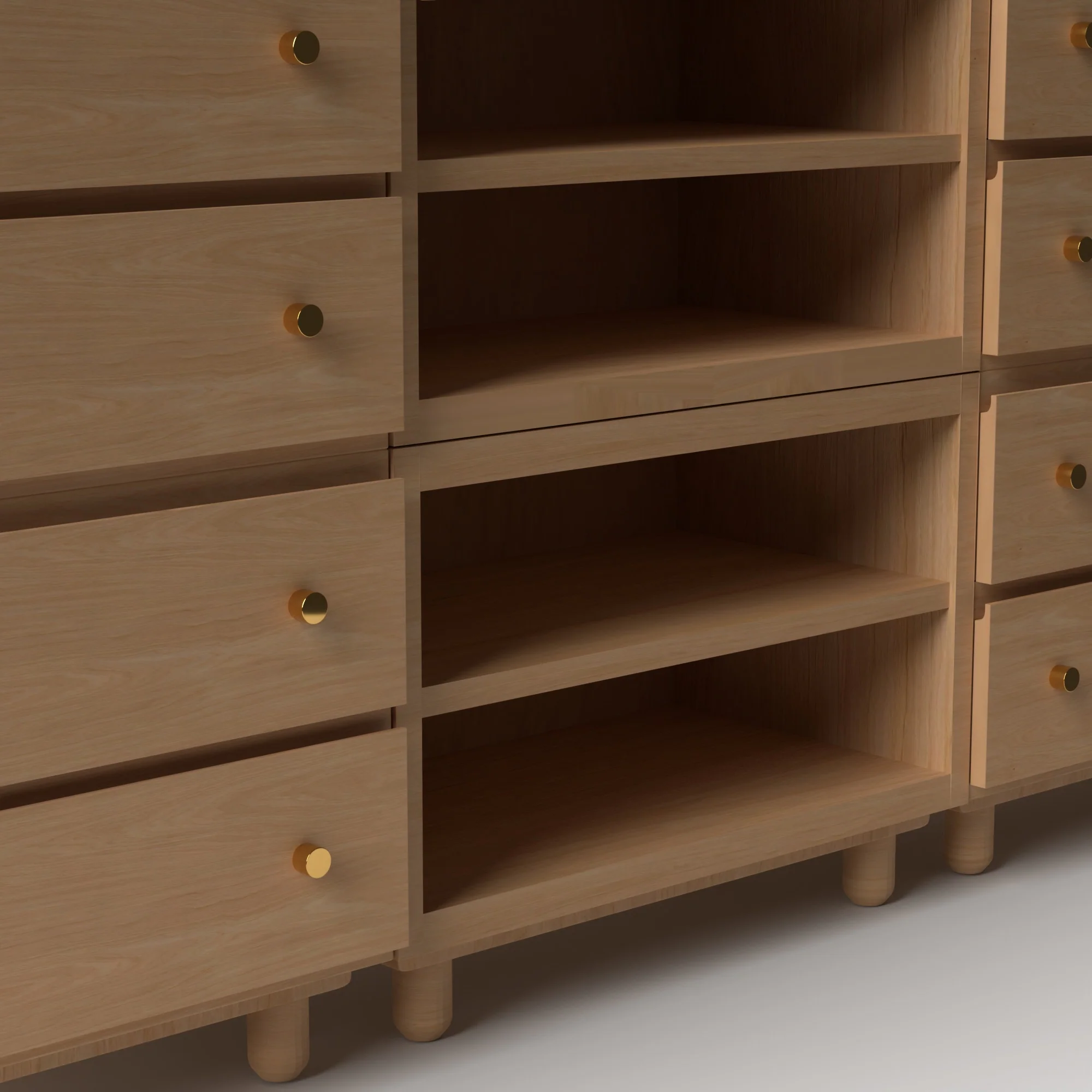 Stava Modular Credenza System | Solid Walnut/Teak/Oak Wood (4x3) | 8 Feet Length - Image 27
