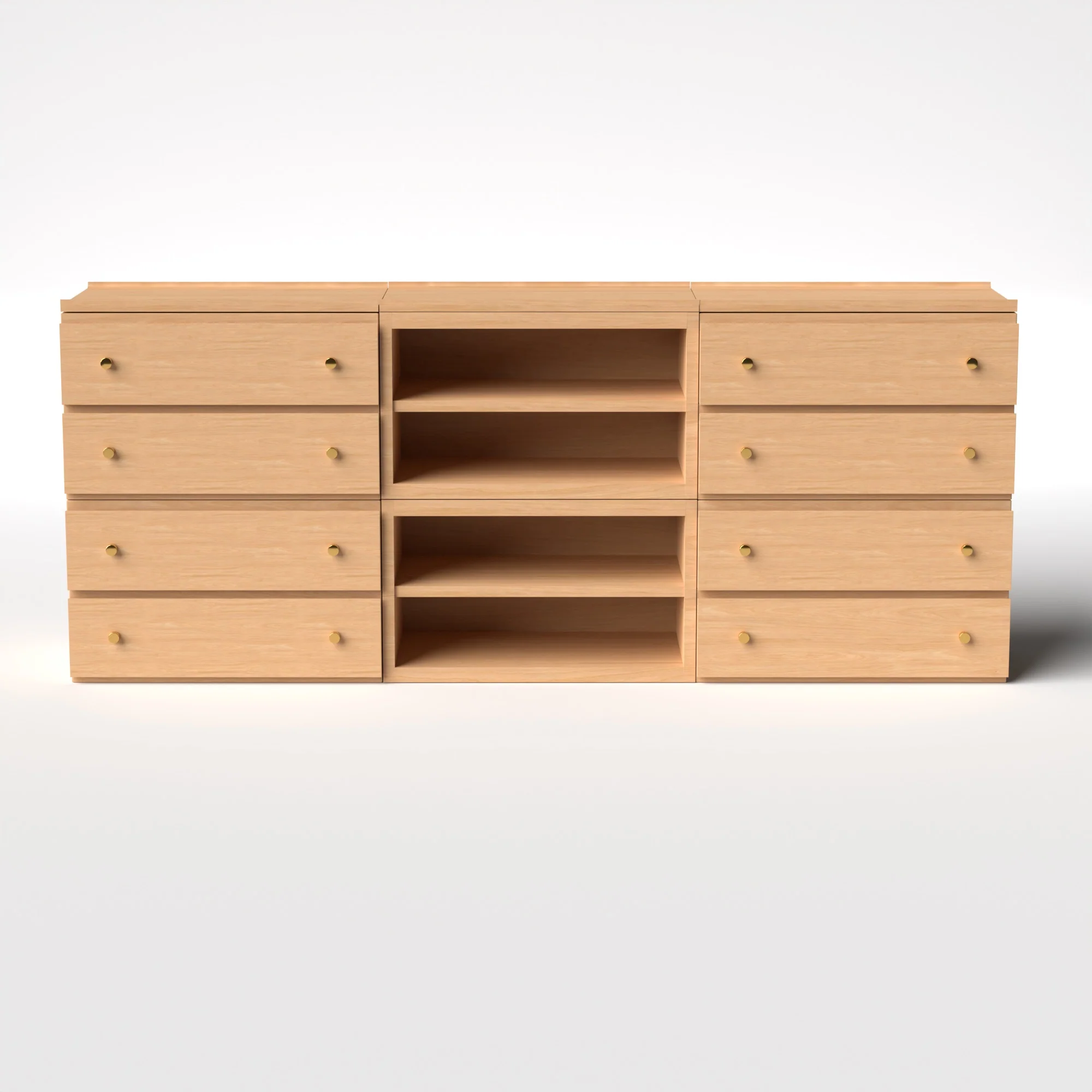 Stava Modular Credenza System | Solid Walnut/Teak/Oak Wood (4x3) | 8 Feet Length - Image 28