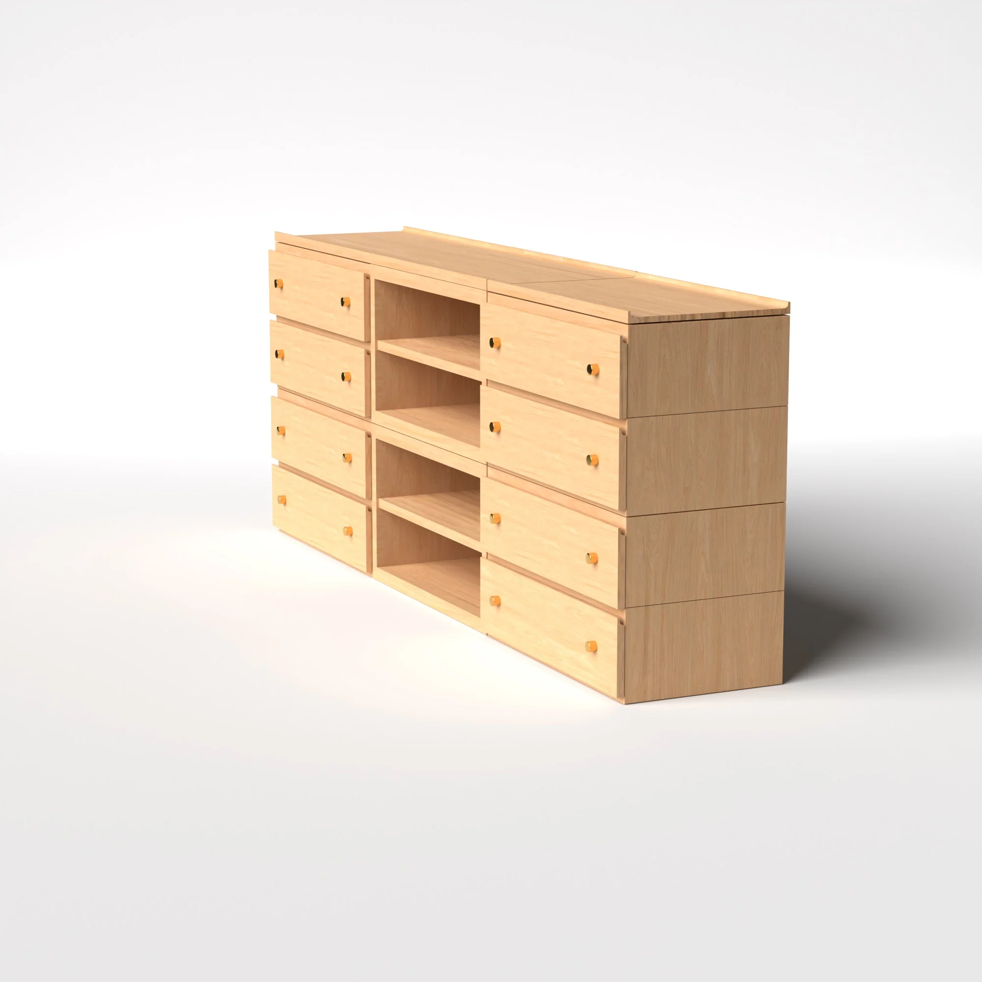 Stava Modular Credenza System | Solid Walnut/Teak/Oak Wood (4x3) | 8 Feet Length - Image 29