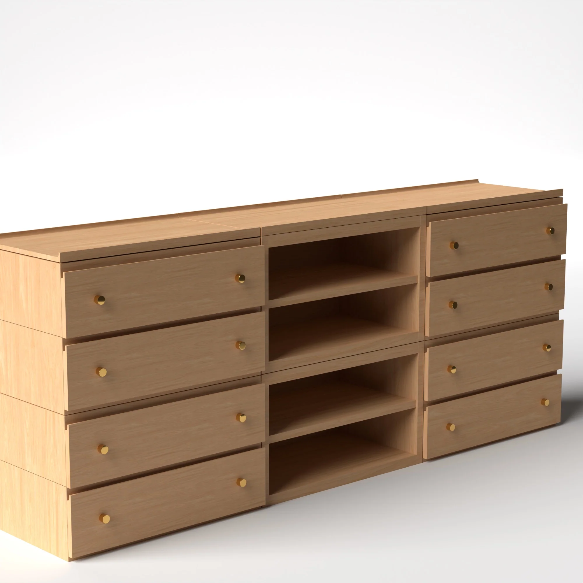 Stava Modular Credenza System | Solid Walnut/Teak/Oak Wood (4x3) | 8 Feet Length - Image 30