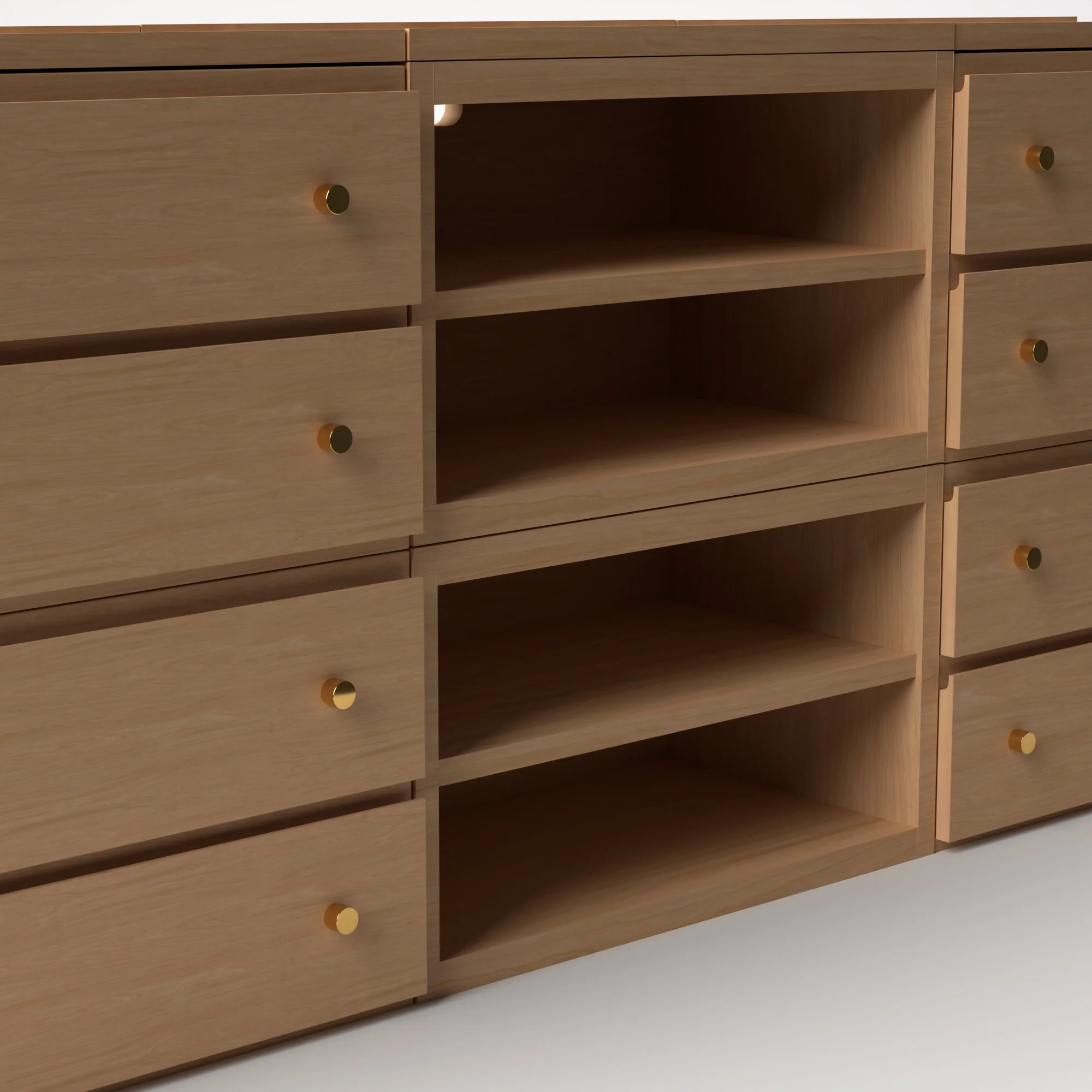 Stava Modular Credenza System | Solid Walnut/Teak/Oak Wood (4x3) | 8 Feet Length - Image 32