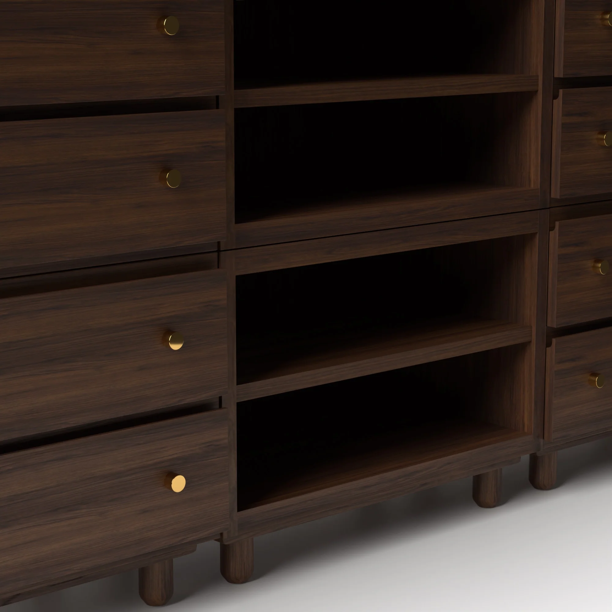Stava Modular Credenza System | Solid Walnut/Teak/Oak Wood (4x3) | 8 Feet Length - Image 6