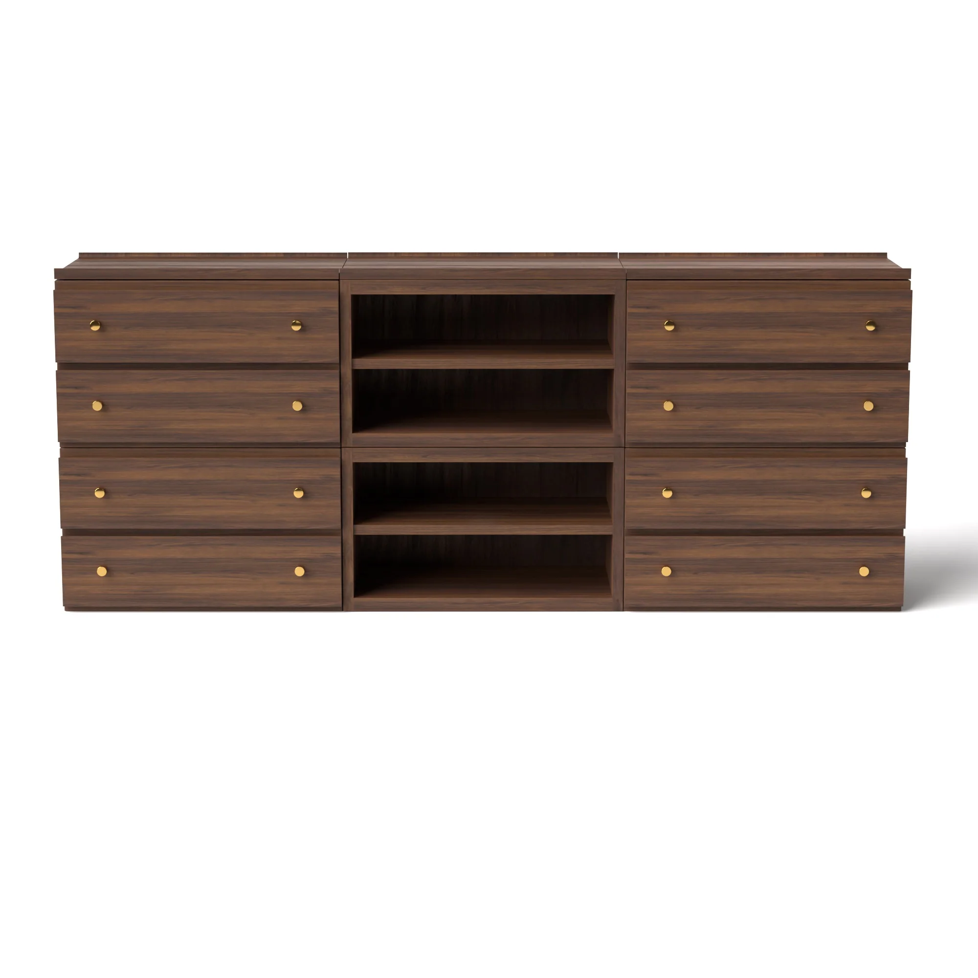 Stava Modular Credenza System | Solid Walnut/Teak/Oak Wood (4x3) | 8 Feet Length - Image 7