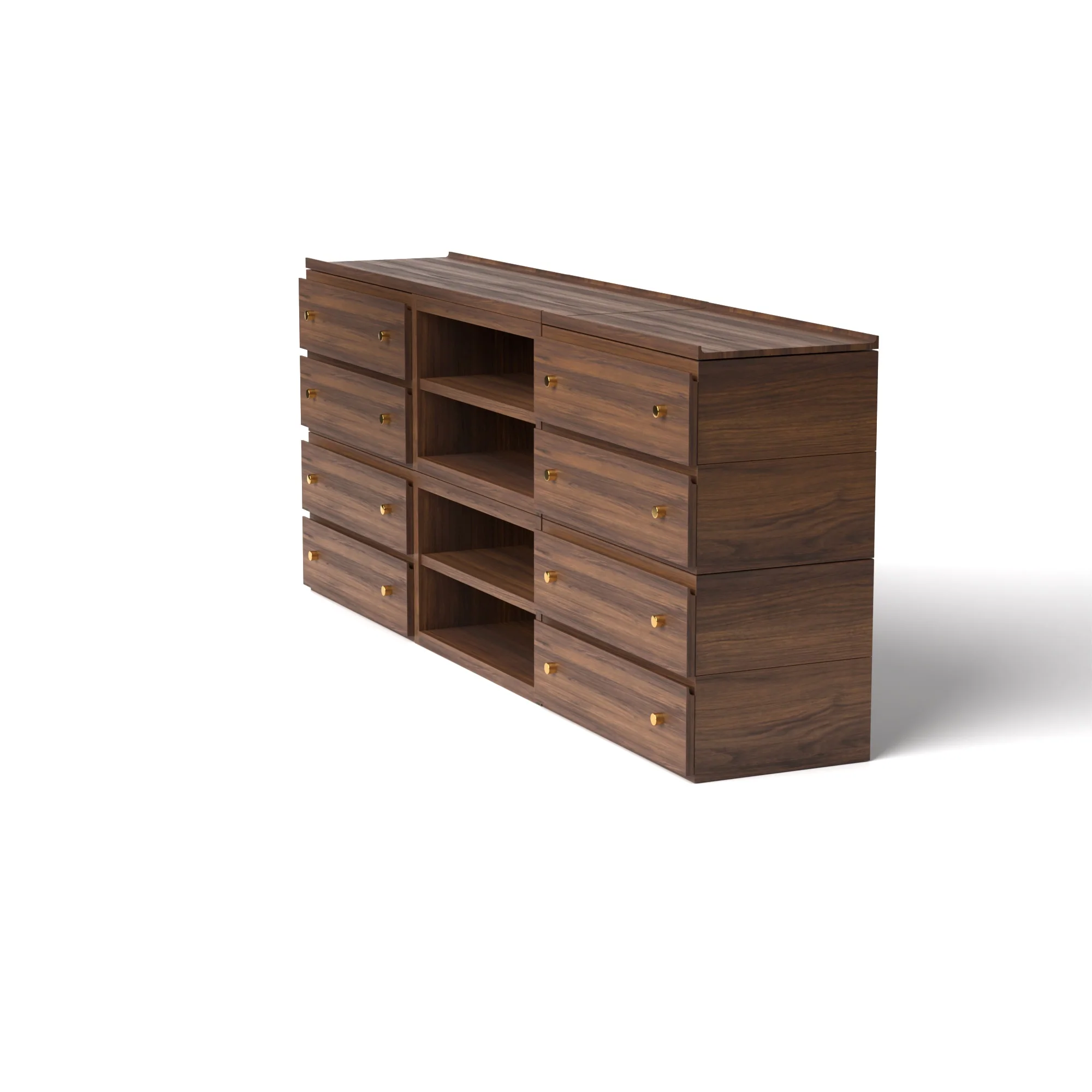 Stava Modular Credenza System | Solid Walnut/Teak/Oak Wood (4x3) | 8 Feet Length - Image 8