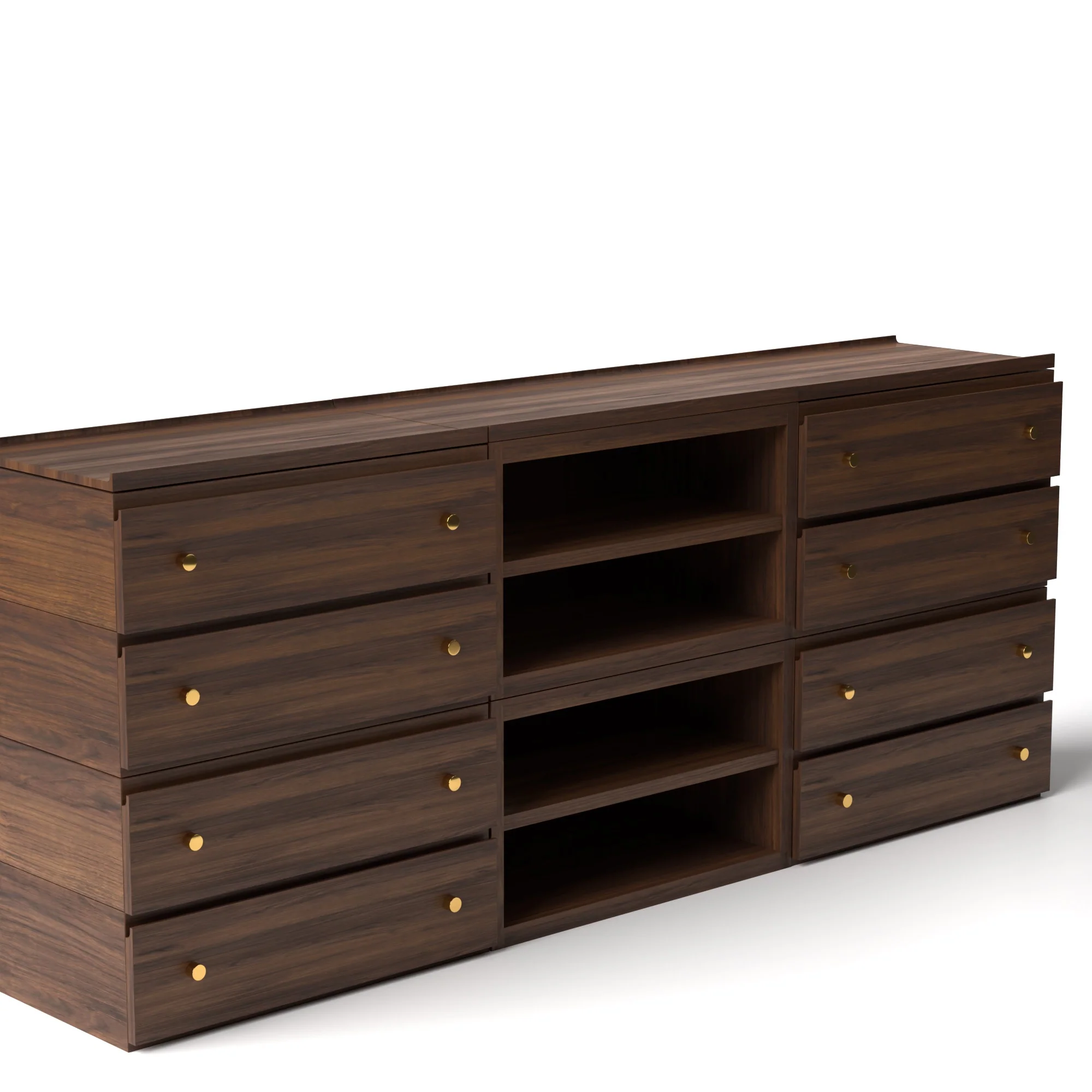 Stava Modular Credenza System | Solid Walnut/Teak/Oak Wood (4x3) | 8 Feet Length - Image 9